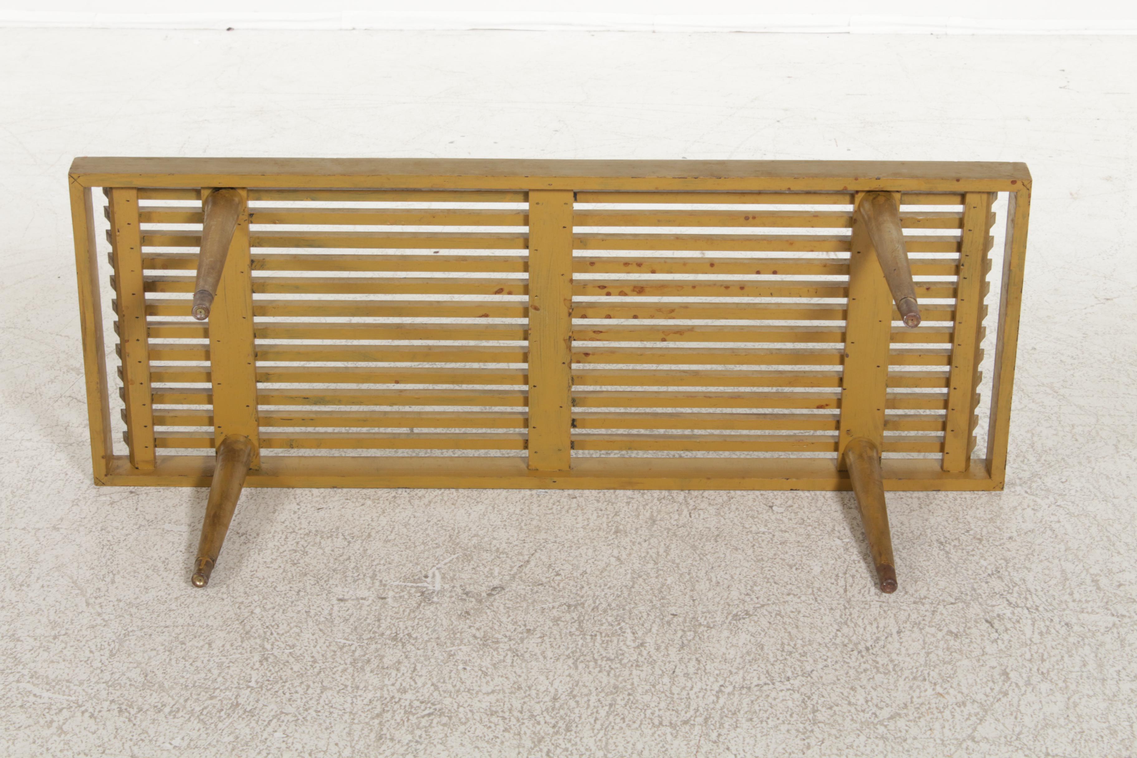 Mid Century Modern Slatted Wood Bench or Low Table in the Style of George Nelson