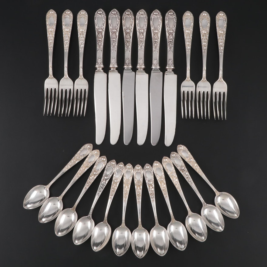 S. Kirk & Son "Rose" Sterling Silver Flatware, Mid to Late 20th Century