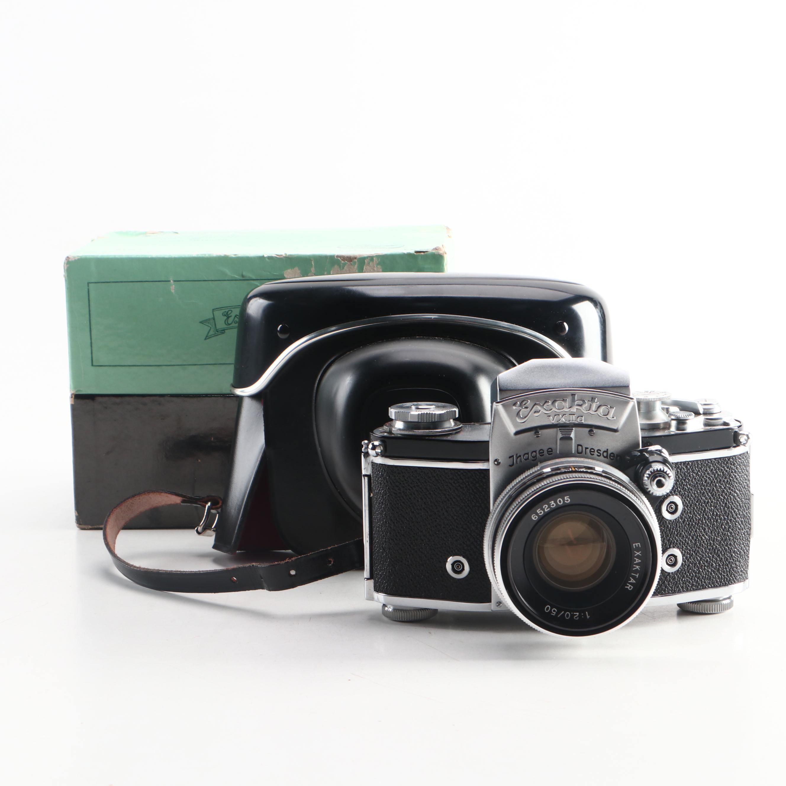 Ihagee Exakta VX IIa SLR 35mm Camera, Carrying Case, and Box, 1957-1961