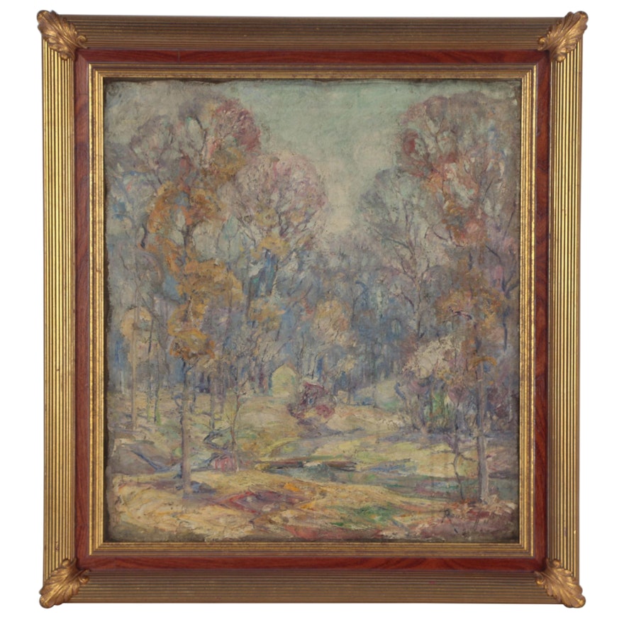 Impressionist Style Landscape Oil Painting, Late 19th to Early 20th Century