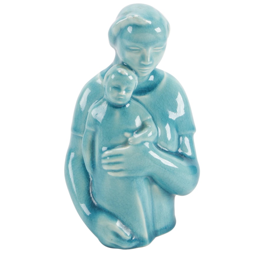 Rookwood Pottery "Mother and Child" Glazed Earthenware Figurine, 1943