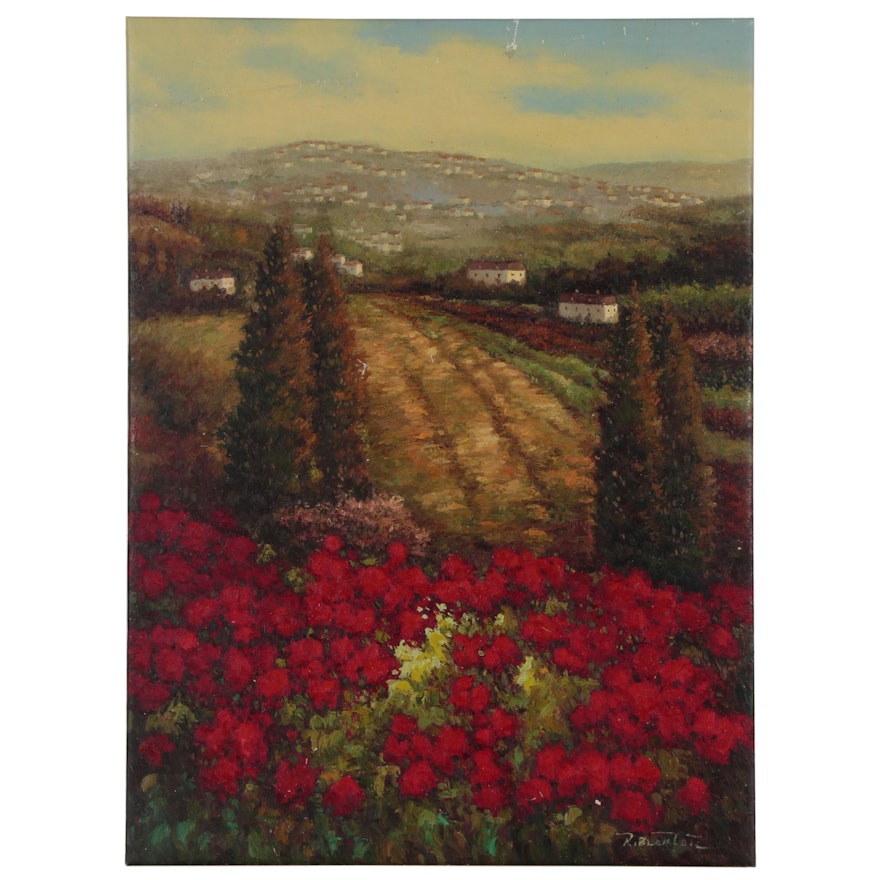 Landscape Oil Painting "Crimson Fields"