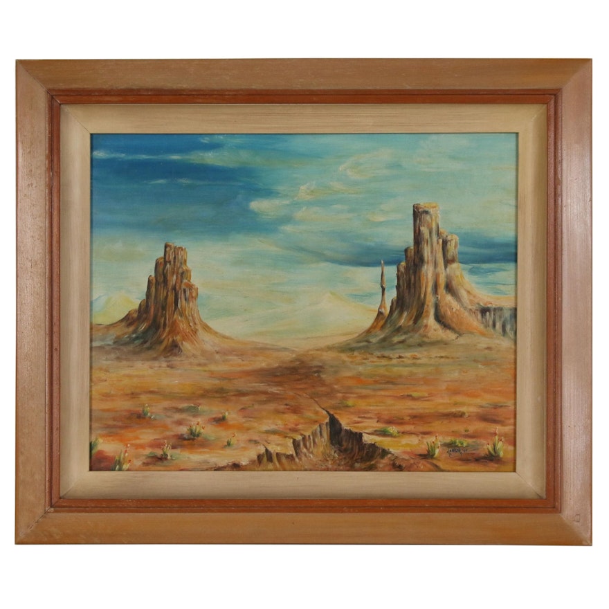 Monument Valley Landscape Oil Painting, Mid to Late 20th Century