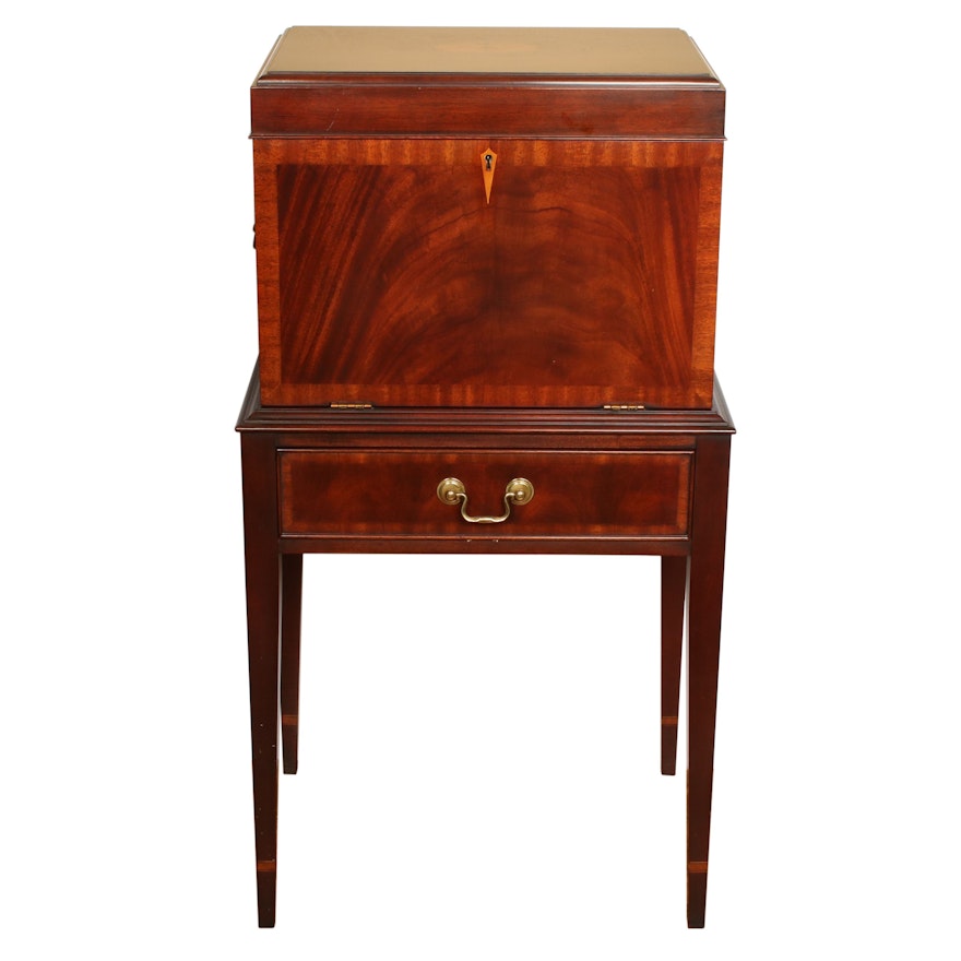 Henkel-Harris Federal Style Inlaid Mahogany Standing Silver Chest