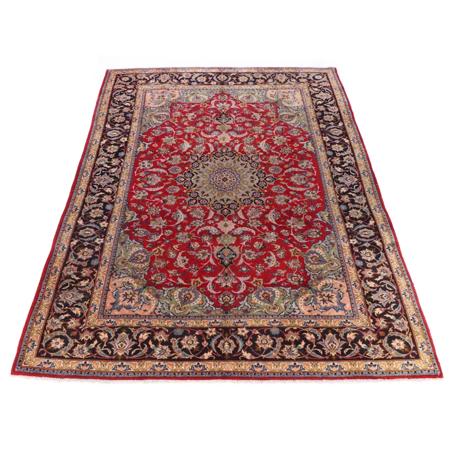9'9 x 13'1 Hand-Knotted Persian Isfahan Room Sized Rug, 1970s