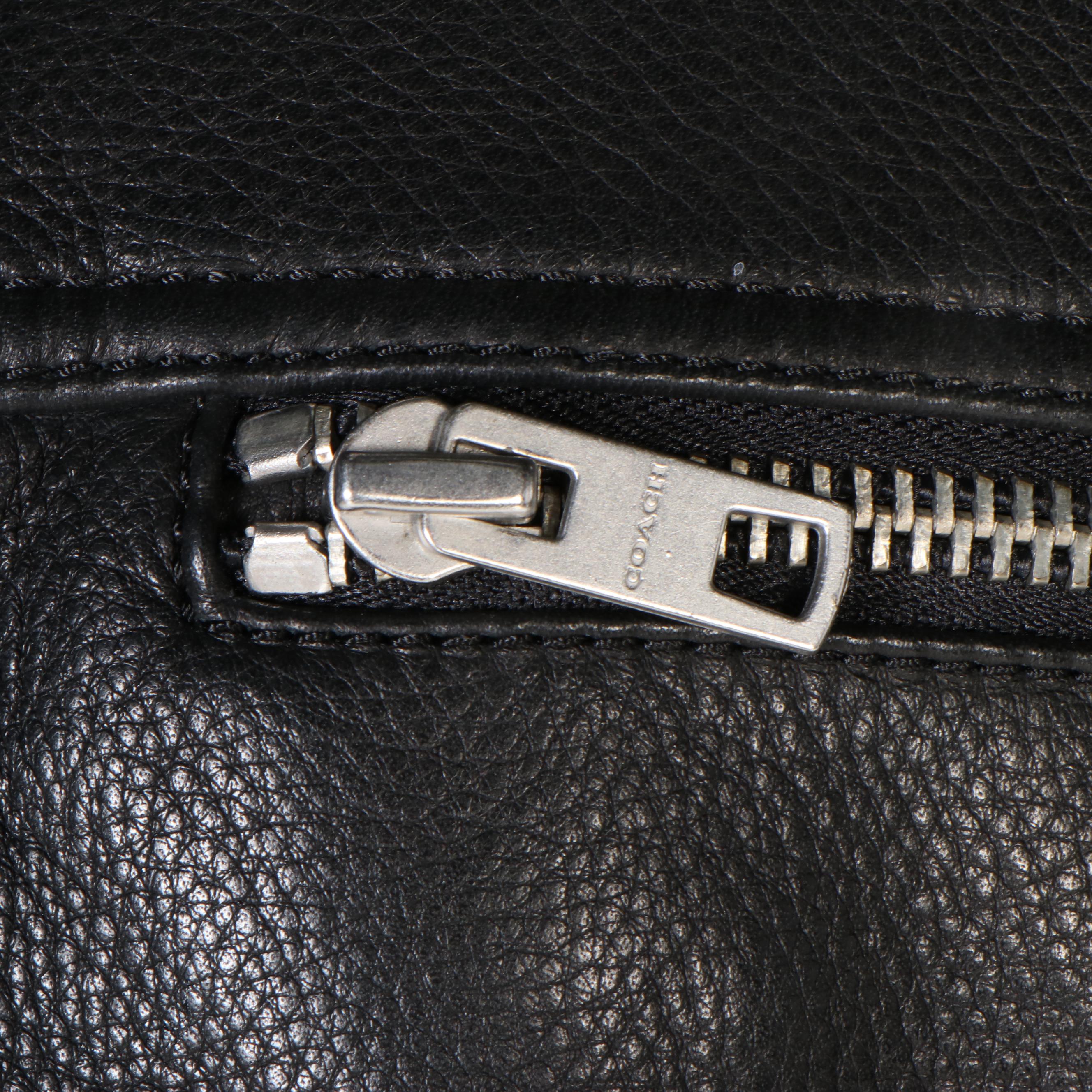 Men's Coach New York Black Grained Leather Zip Jacket