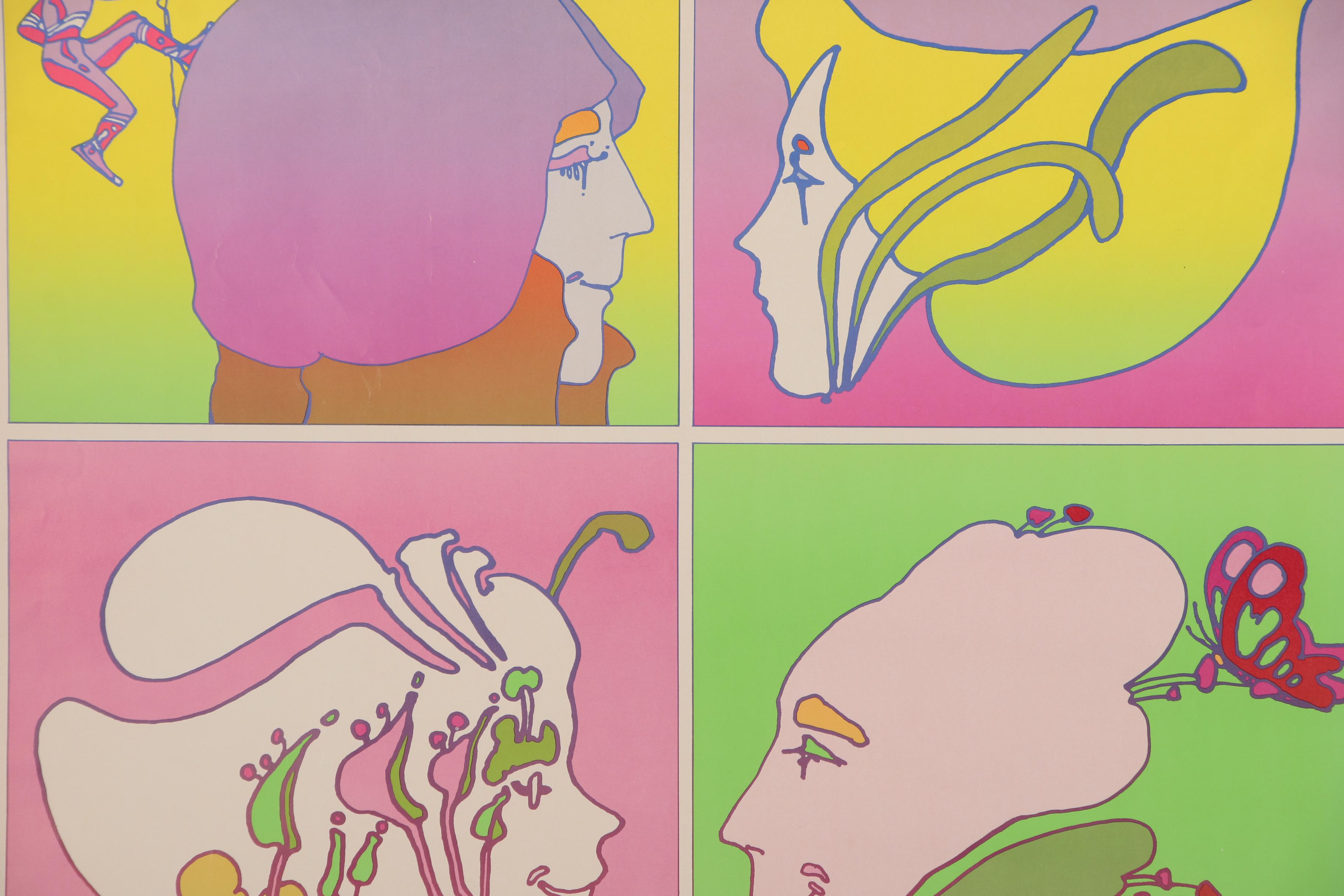 Lithograph after Peter Max "Happy People Don't Smoke Cigarettes"