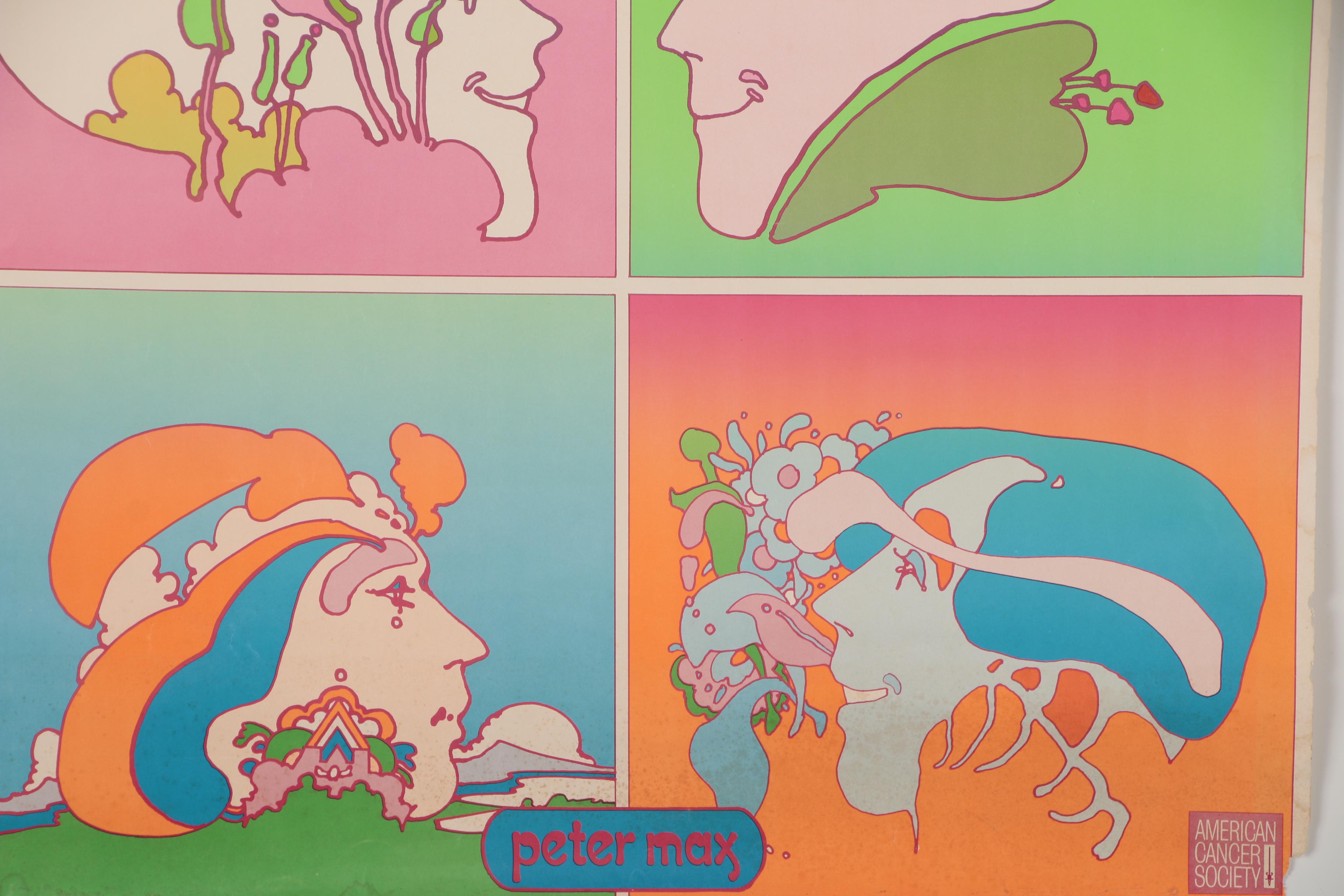 Lithograph after Peter Max "Happy People Don't Smoke Cigarettes"