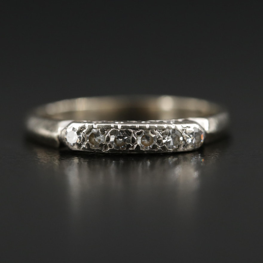 Vintage 14K White Gold Diamond Band