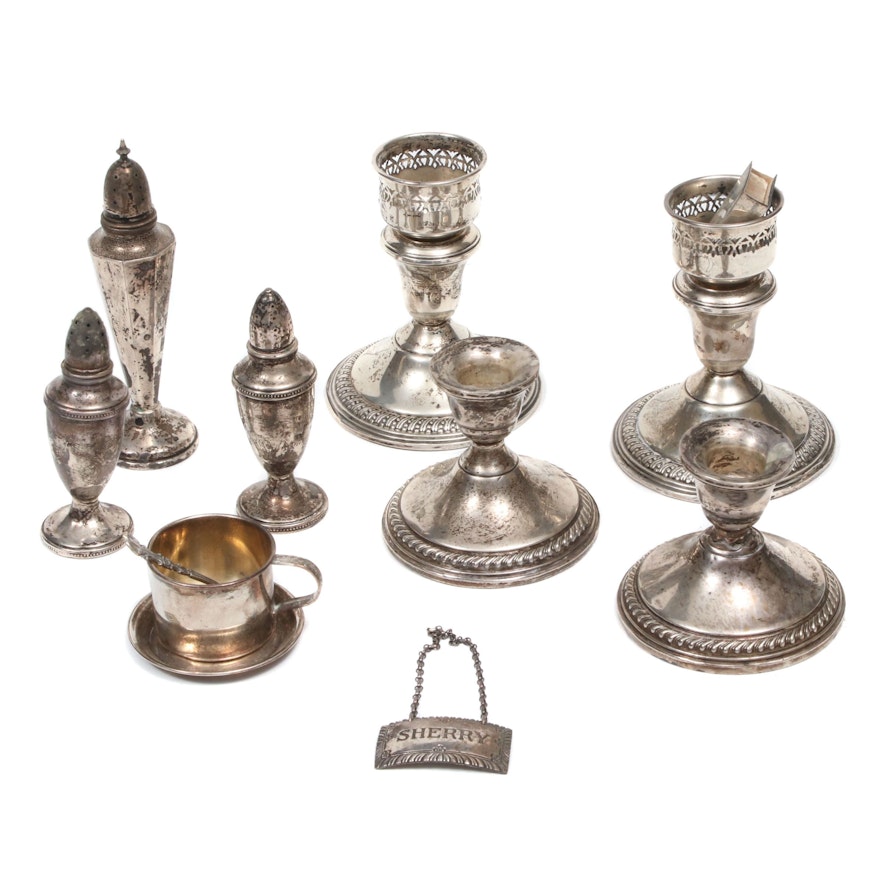 Stieff, Preisner and Other Sterling Silver Candlesticks and Table Accessories