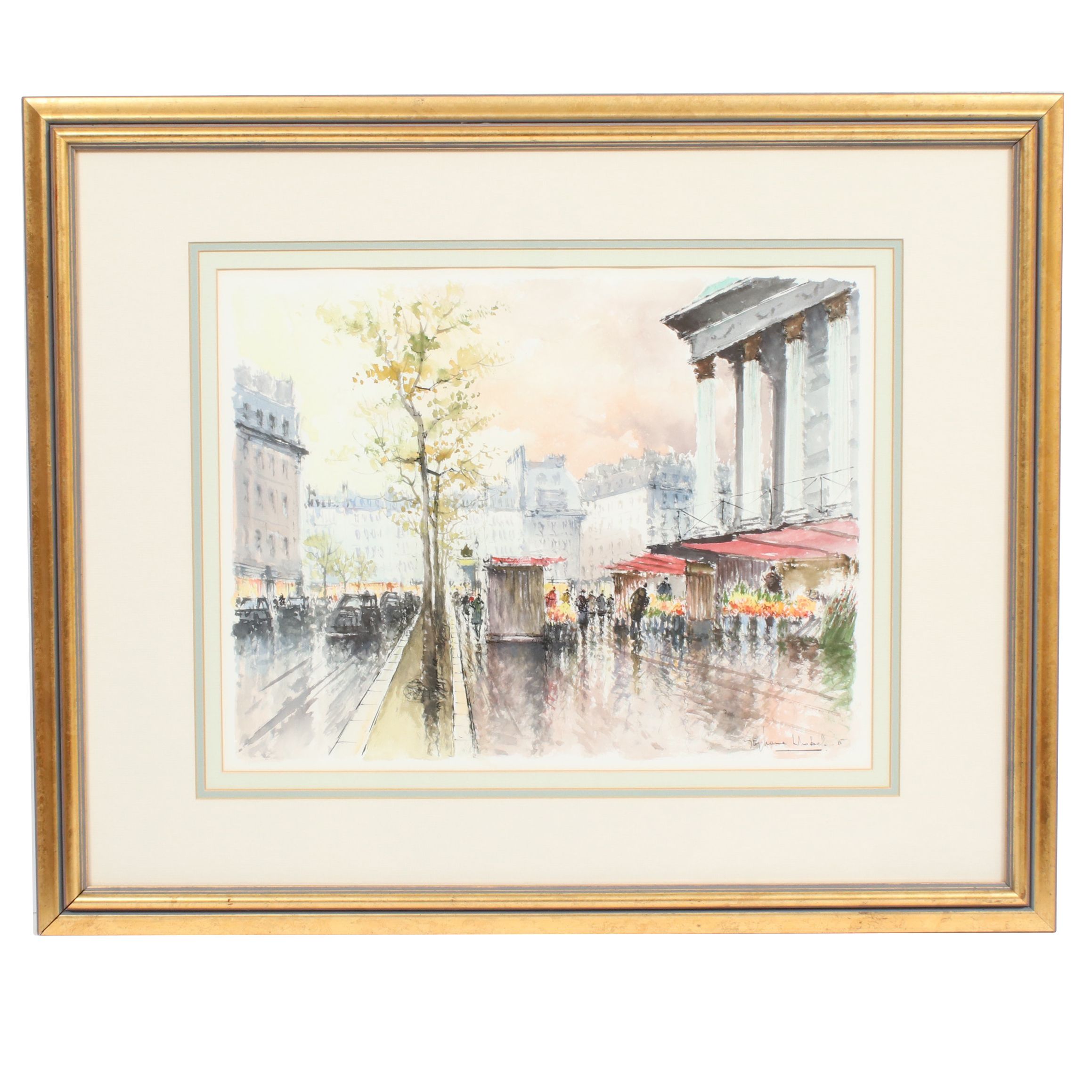 Stephane Wrobel European Street Scene Watercolor Painting