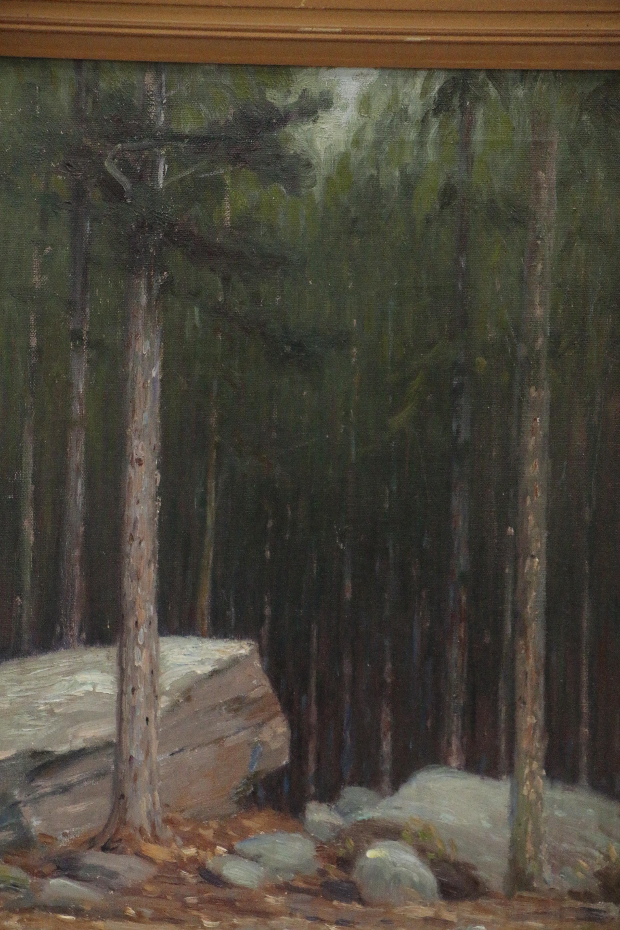 Gustave Adolph Wiegand Landscape Oil Painting of Forest Scene