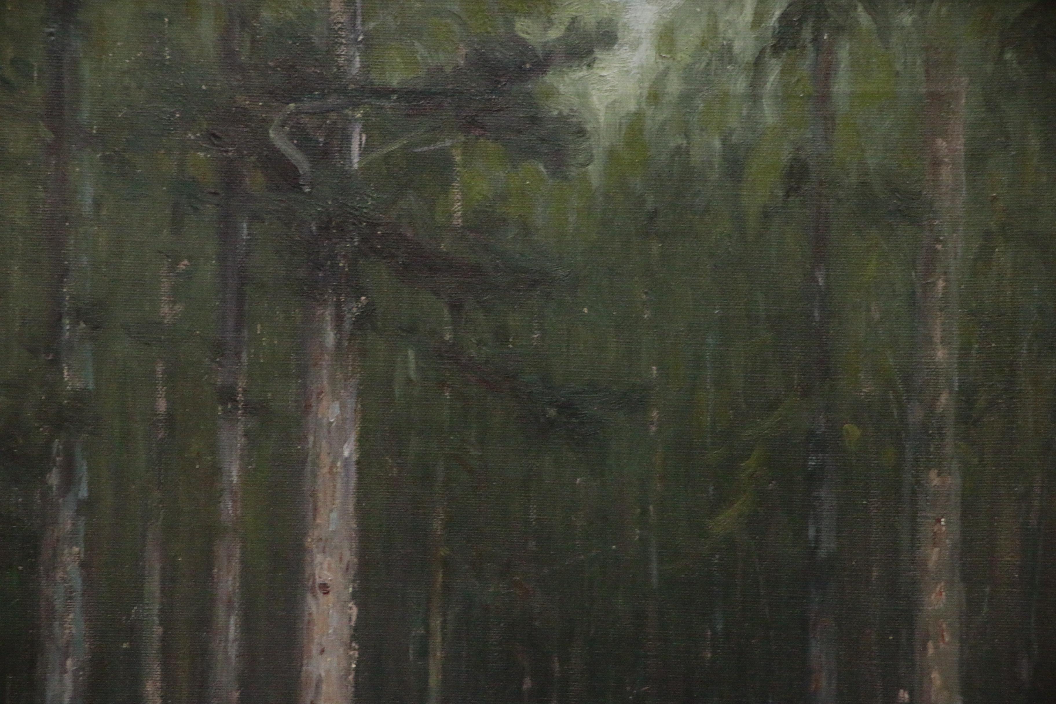 Gustave Adolph Wiegand Landscape Oil Painting of Forest Scene