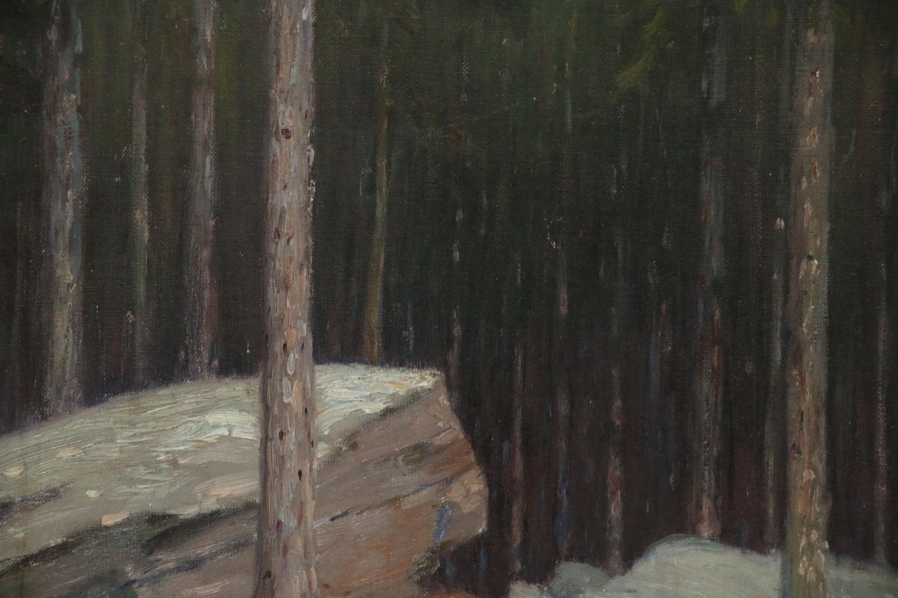 Gustave Adolph Wiegand Landscape Oil Painting of Forest Scene