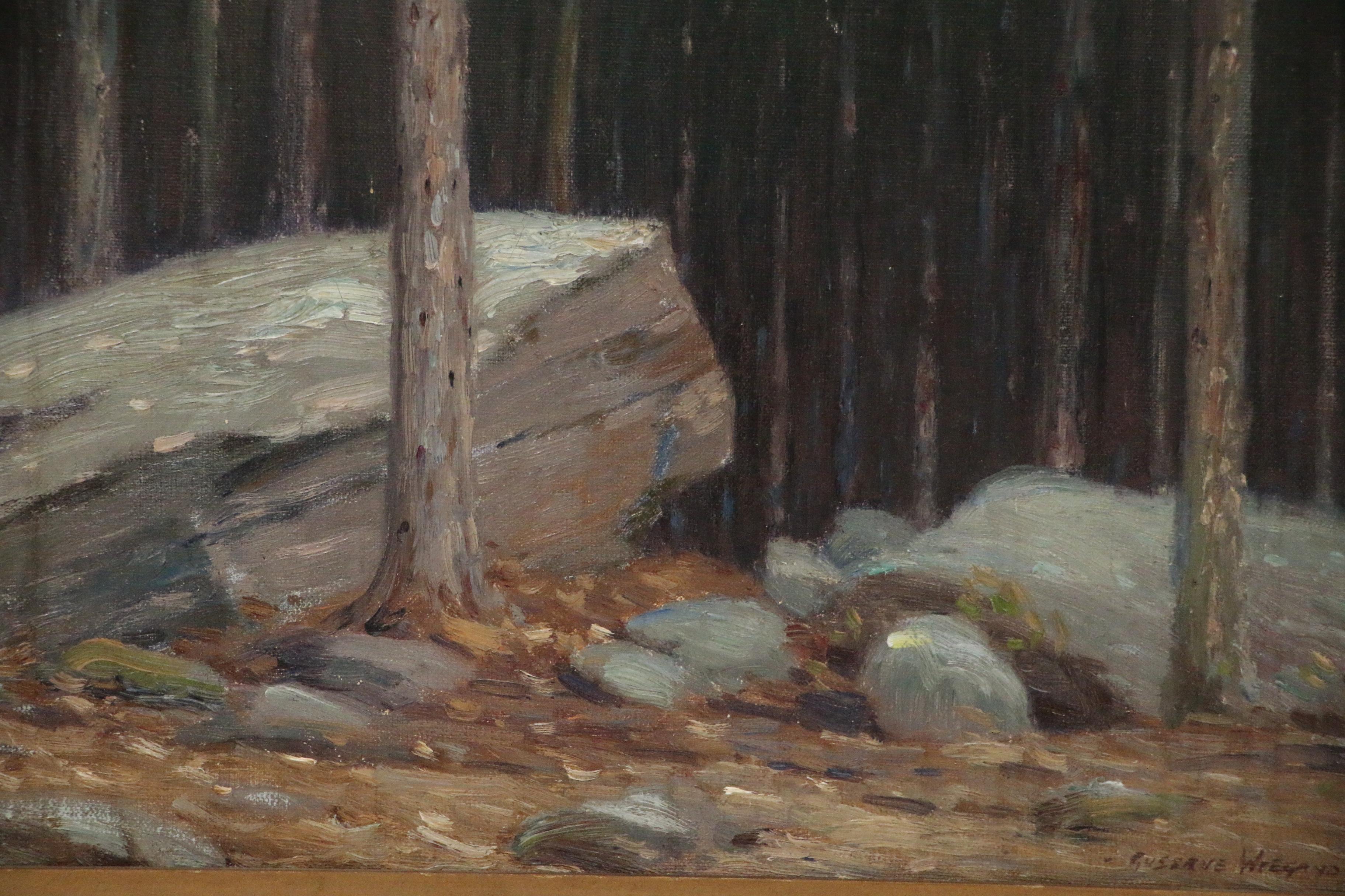 Gustave Adolph Wiegand Landscape Oil Painting of Forest Scene