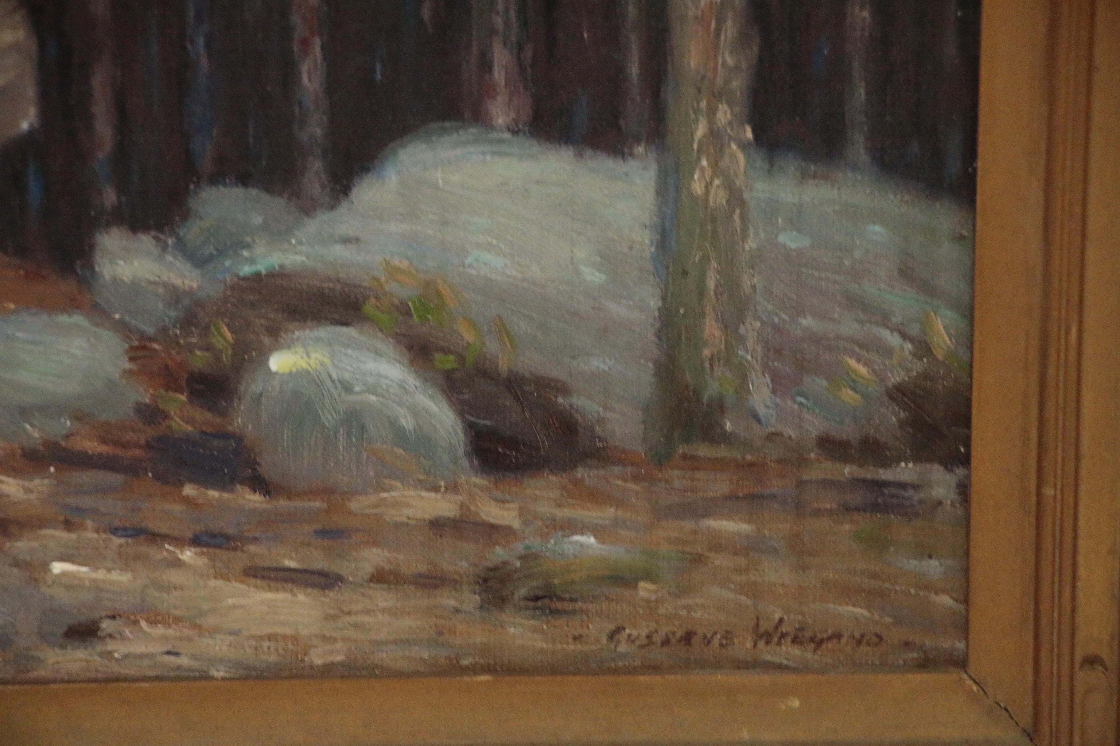 Gustave Adolph Wiegand Landscape Oil Painting of Forest Scene