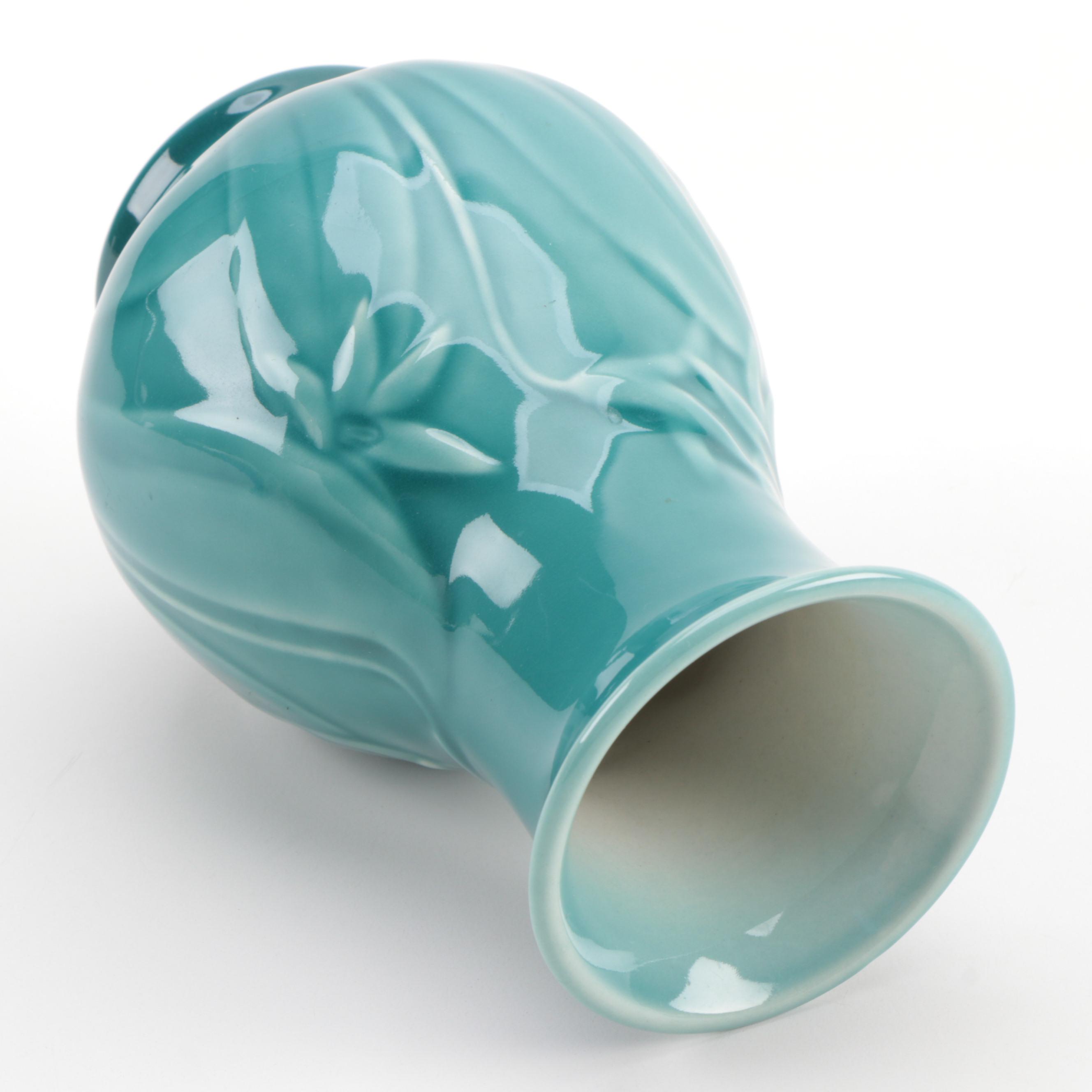 Rookwood Pottery High Glaze Teal Lily Vase, 1956