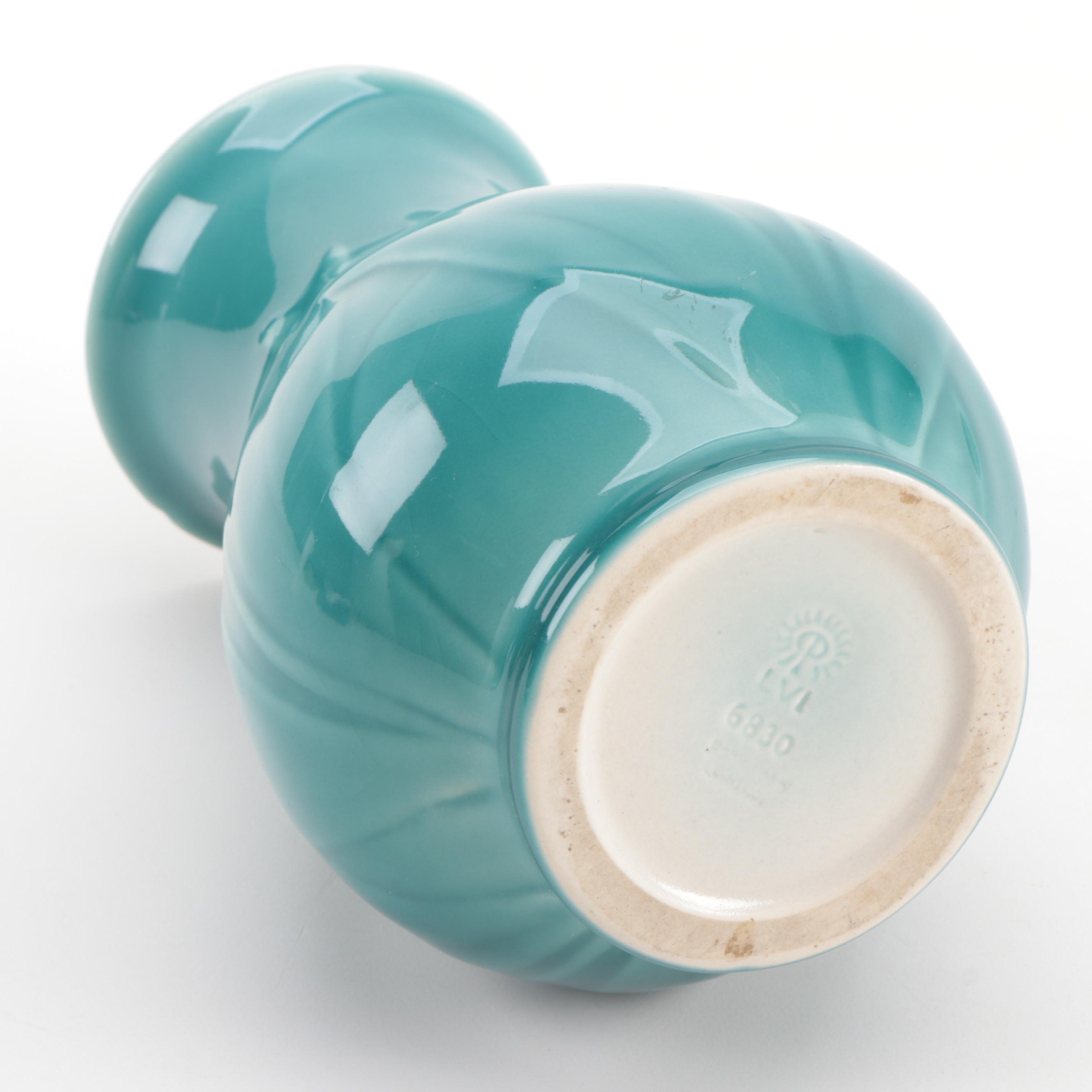 Rookwood Pottery High Glaze Teal Lily Vase, 1956