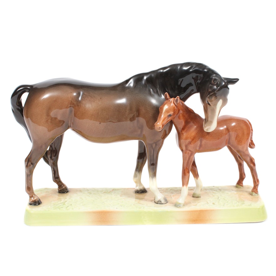 Beswick Horse and Colt Ceramic Sculpture