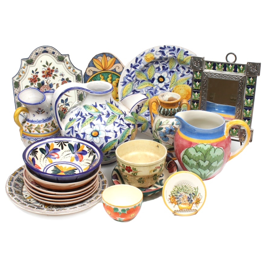 Hand-Painted Majolica and Other Serveware and Table Accessories