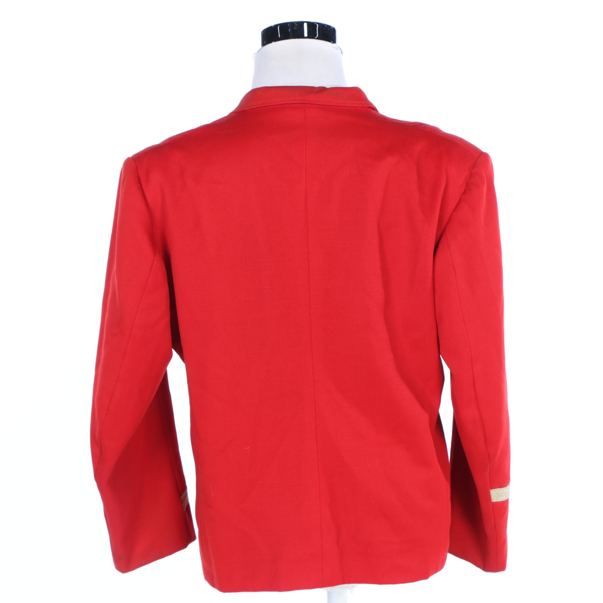 Stanbury & Company Band Uniform Jacket in Red with Sleeve Stripes, Vintage