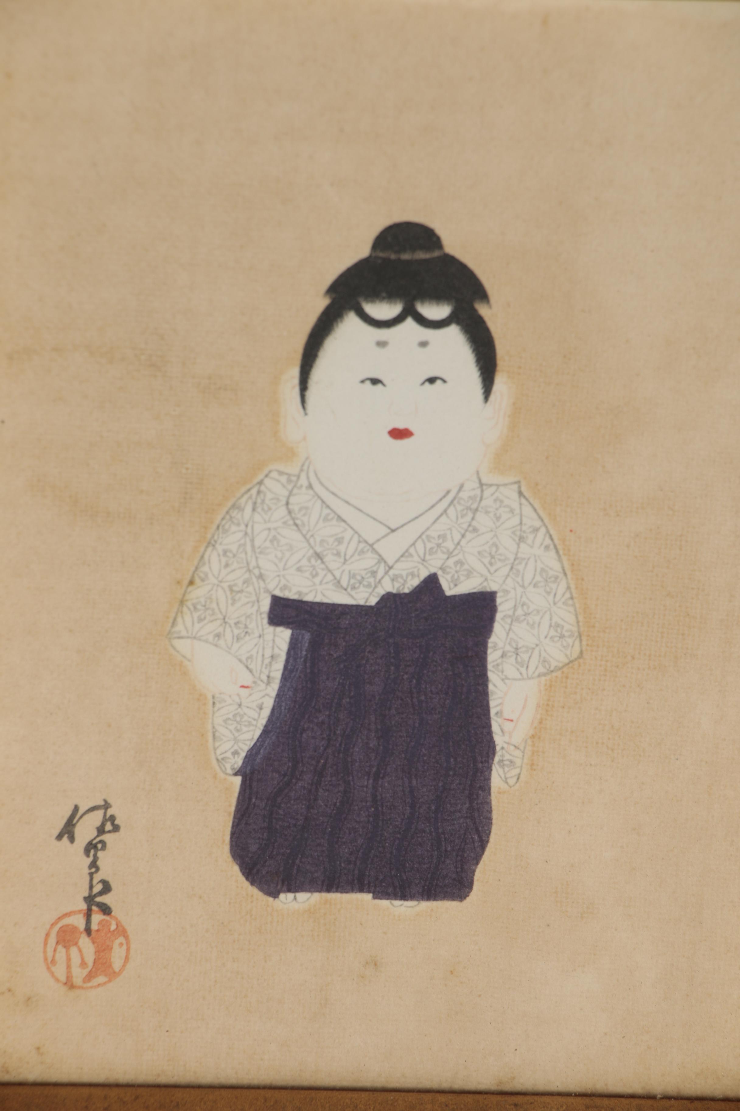 Japanese Ukiyo-e Style Woodblock of Gosho Ningyo Ichimatsu Doll, circa 1930