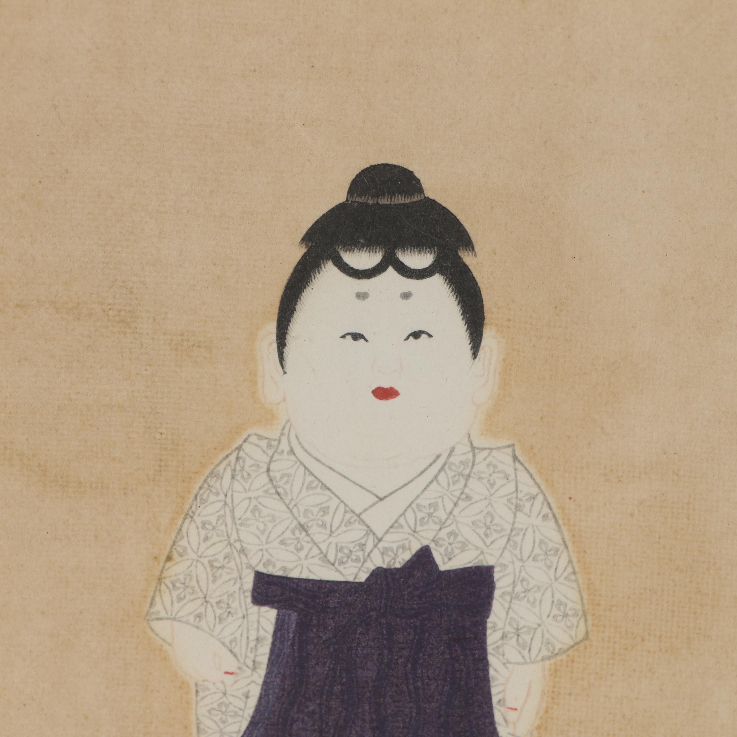 Japanese Ukiyo-e Style Woodblock of Gosho Ningyo Ichimatsu Doll, circa 1930