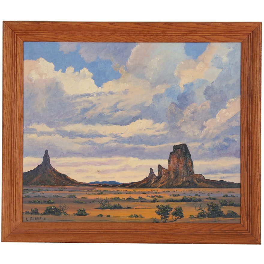 Leonard F. Dobratz Monument Valley Oil Painting "Cloudy Day", 20th Century