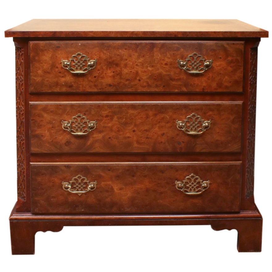 Baker George III Style Burl and Walnut Chest of Drawers