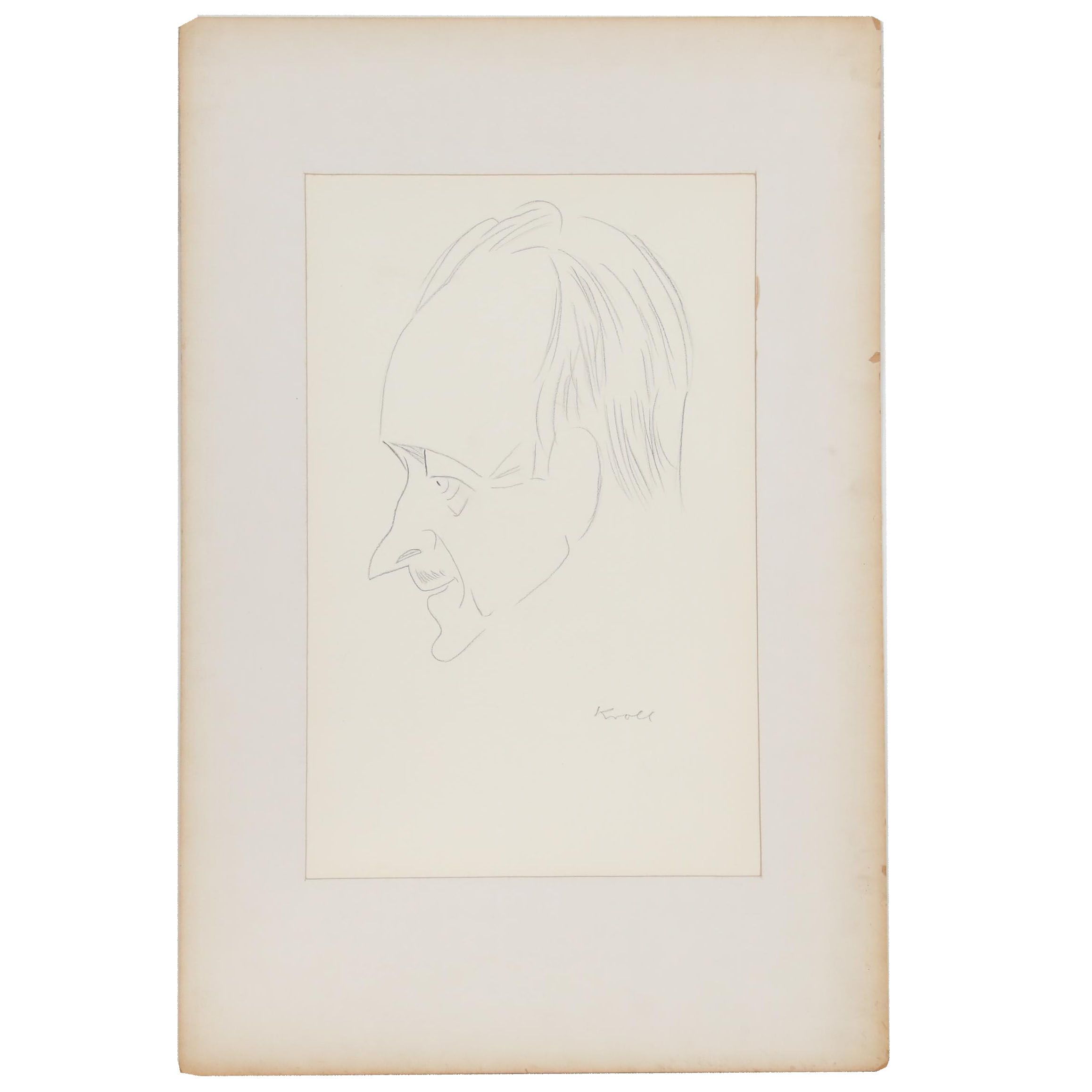 Julius Kroll Pastel Caricature Drawing "David Niven", Mid-20th Century