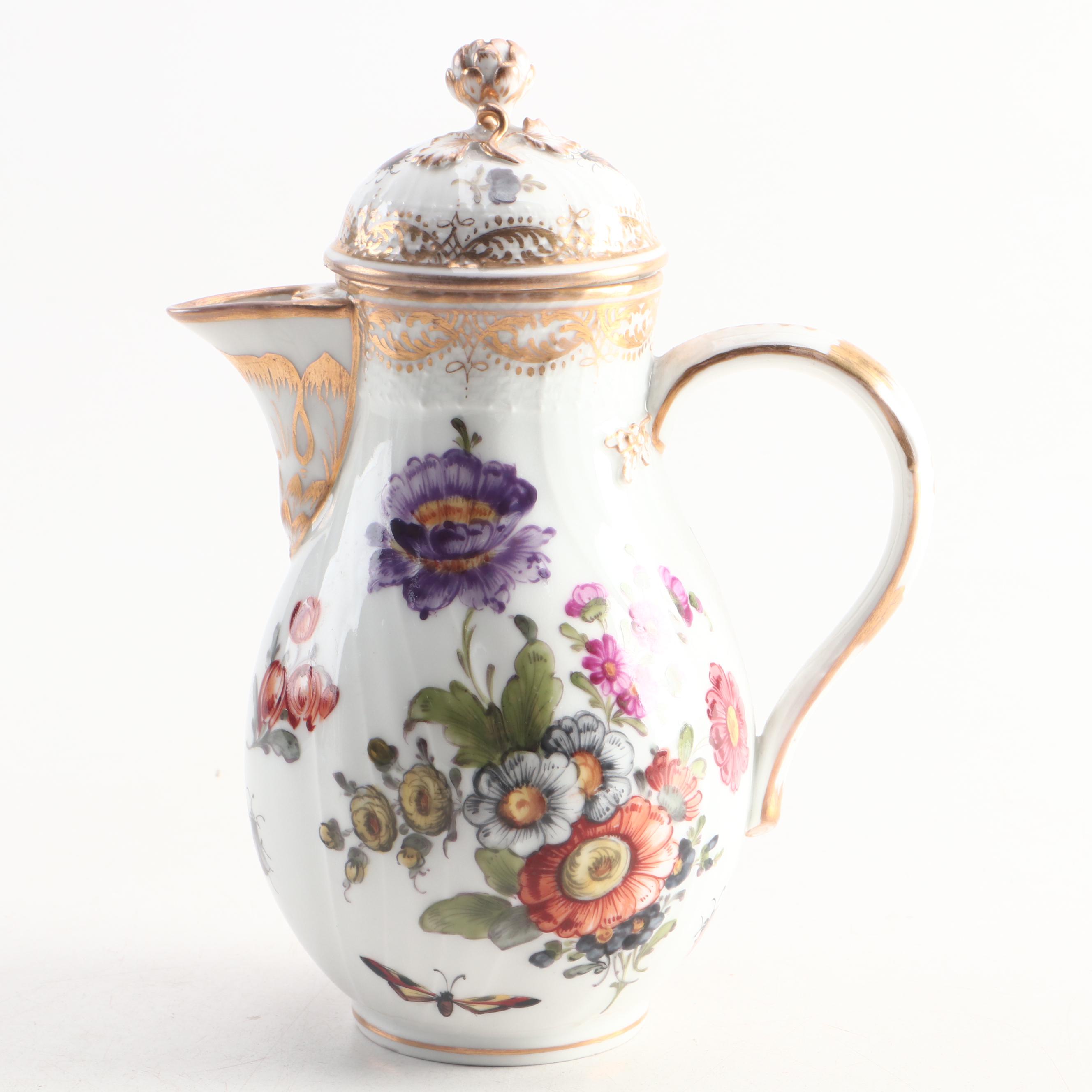 Nast Hand-Painted Porcelain Tea Caddy with Porcelain Tea Pot and Creamer