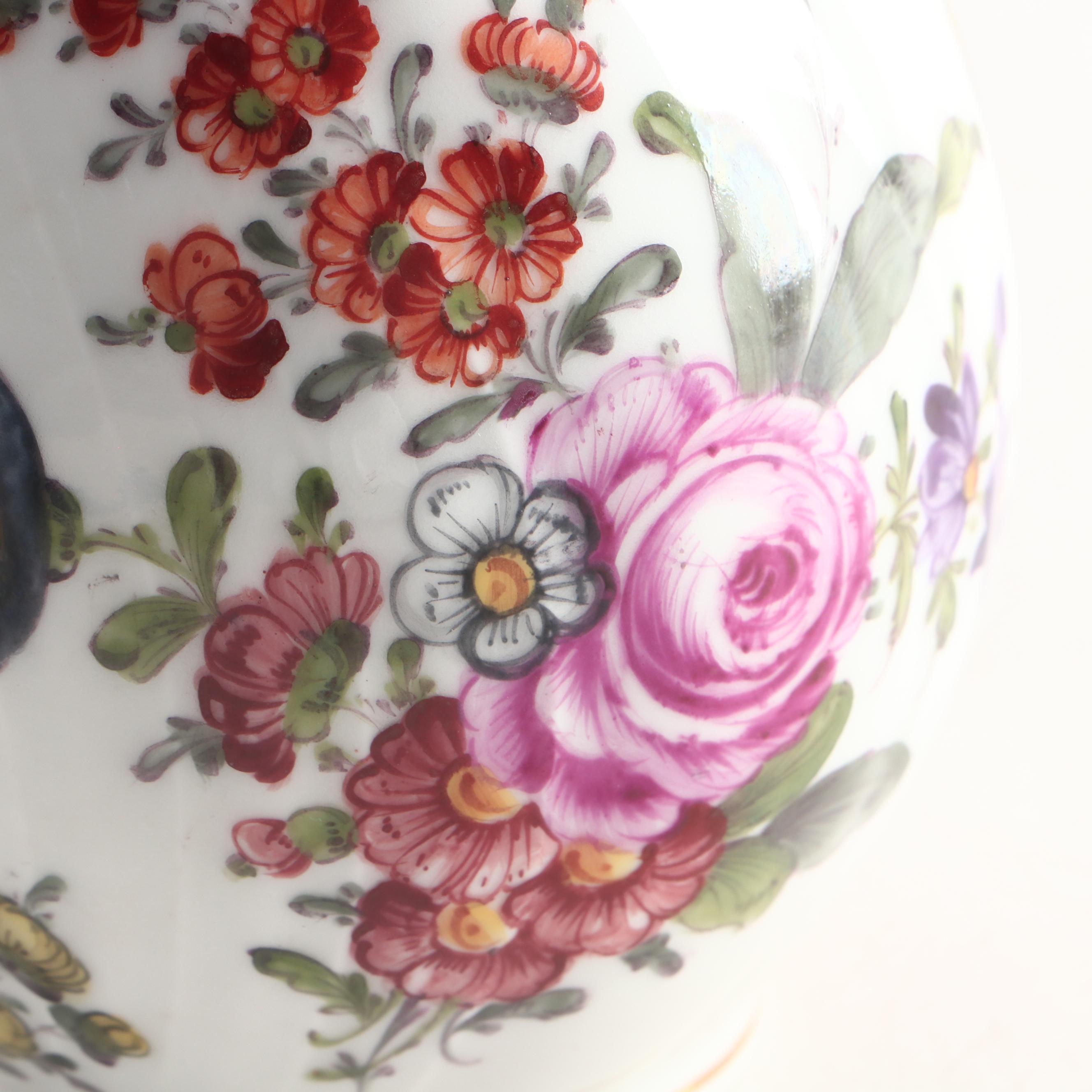 Nast Hand-Painted Porcelain Tea Caddy with Porcelain Tea Pot and Creamer