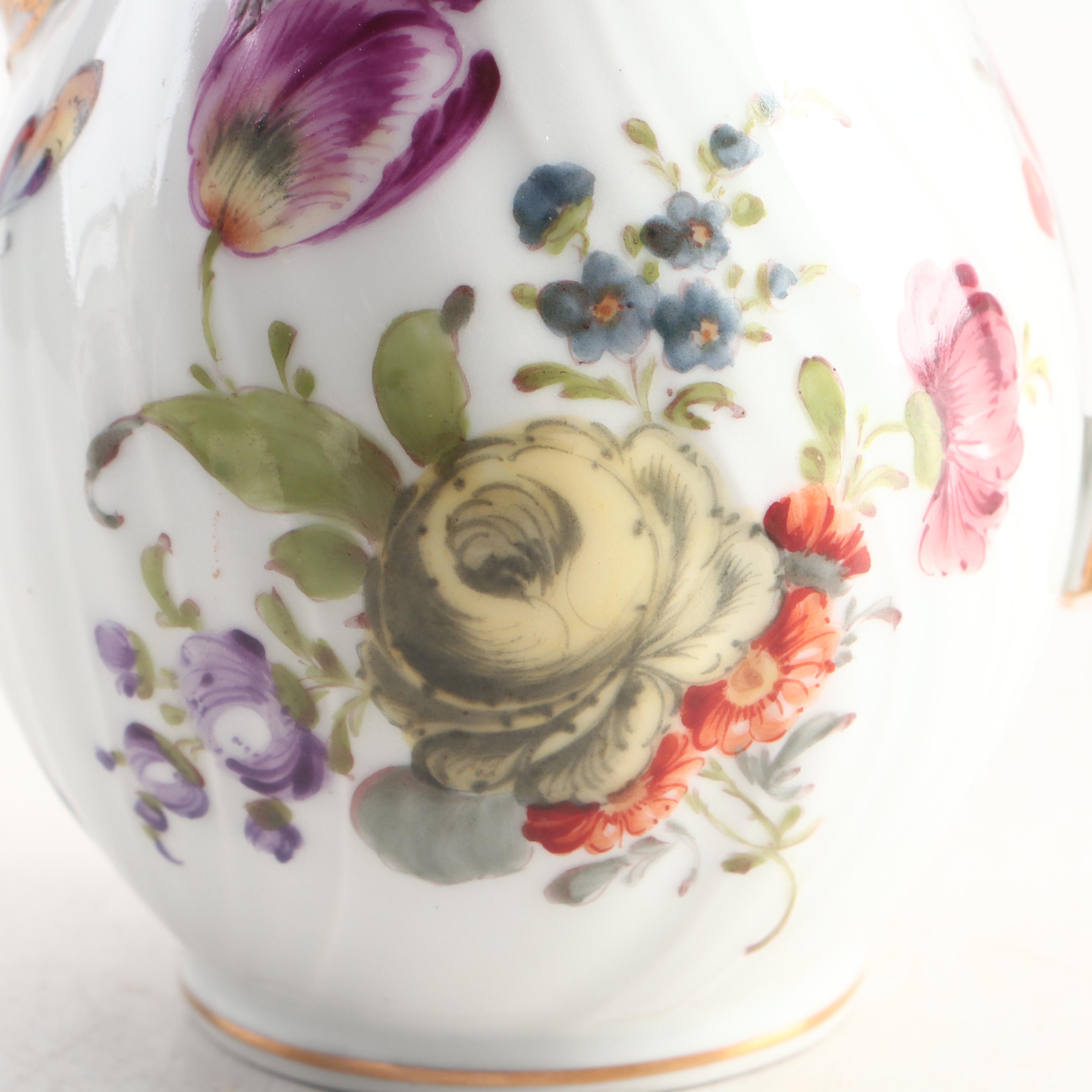 Nast Hand-Painted Porcelain Tea Caddy with Porcelain Tea Pot and Creamer