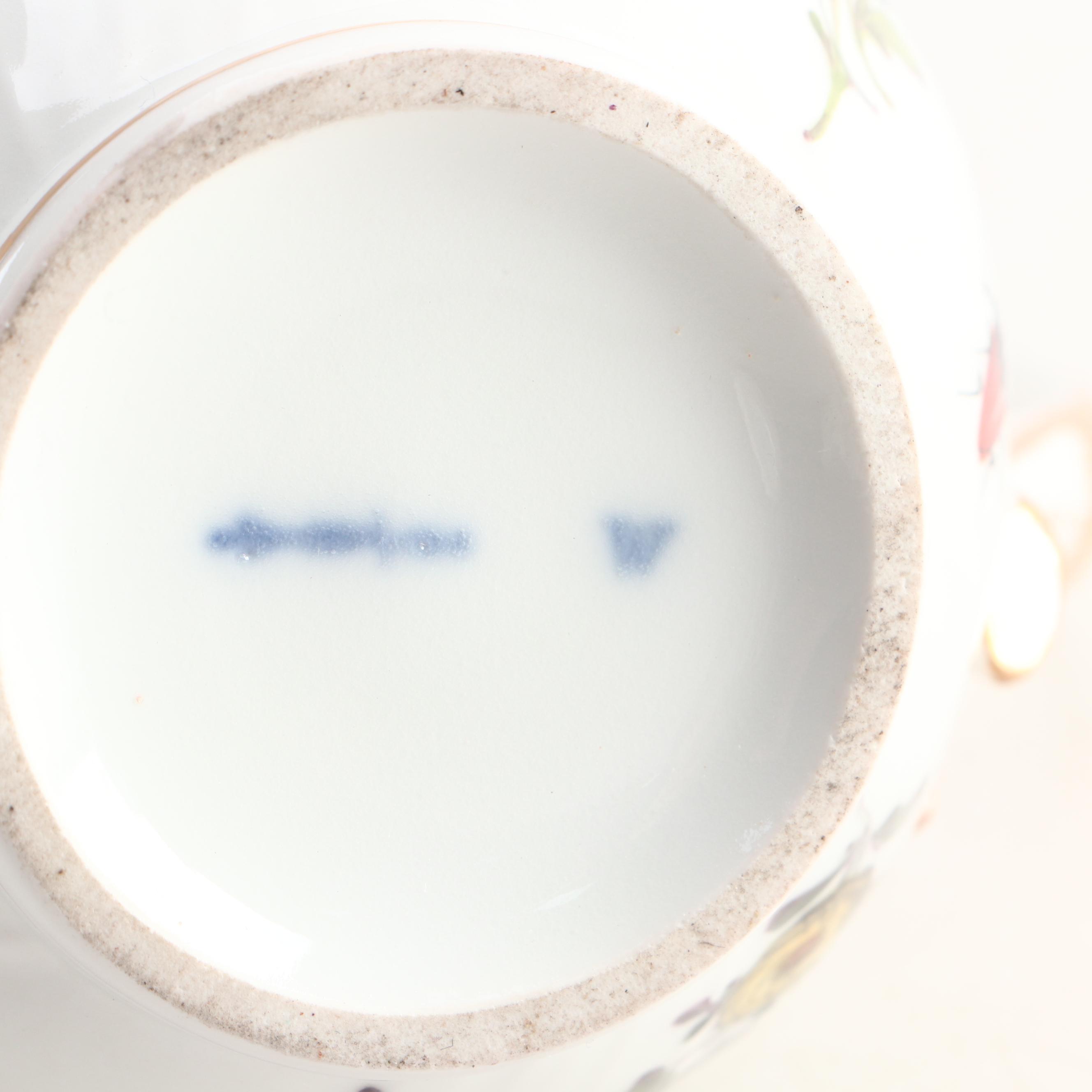 Nast Hand-Painted Porcelain Tea Caddy with Porcelain Tea Pot and Creamer