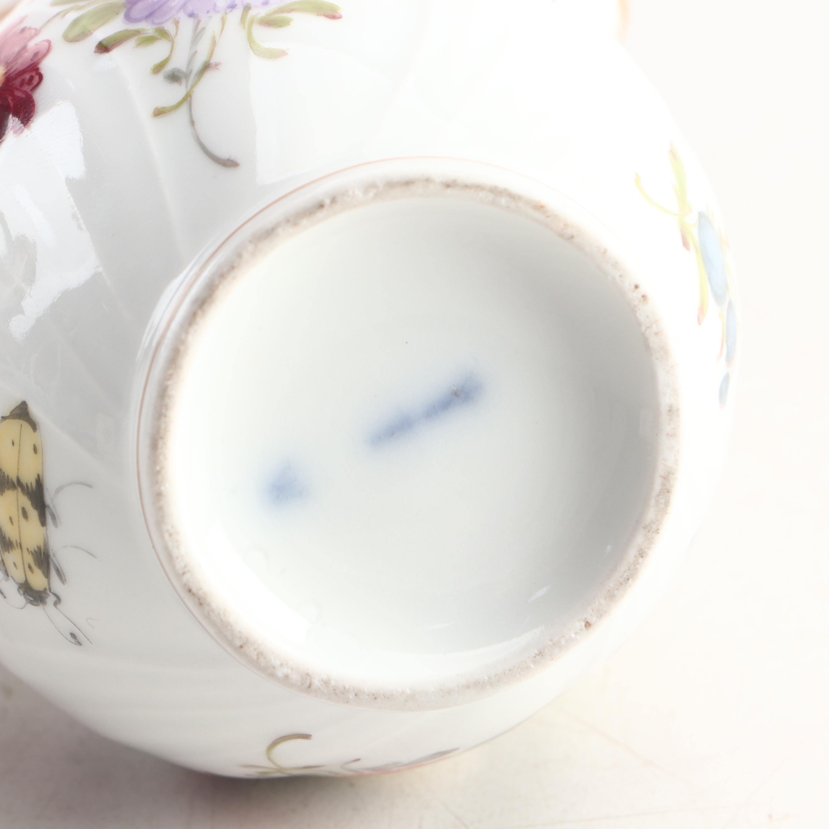 Nast Hand-Painted Porcelain Tea Caddy with Porcelain Tea Pot and Creamer