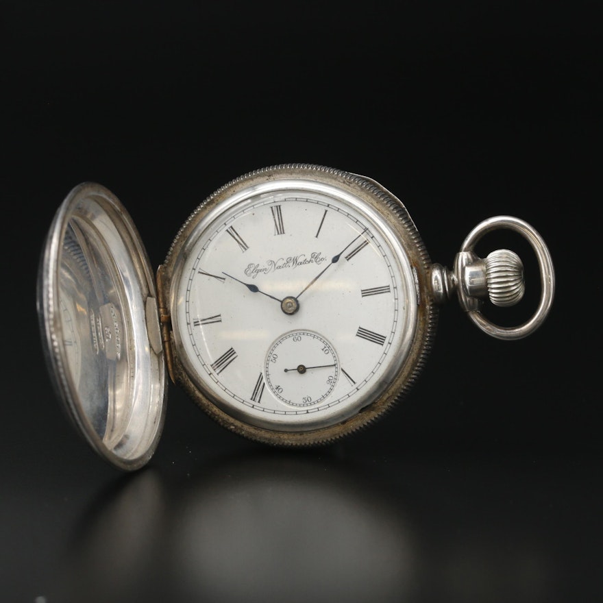 1895 Elgin Coin Silver Hunting Case Pocket Watch
