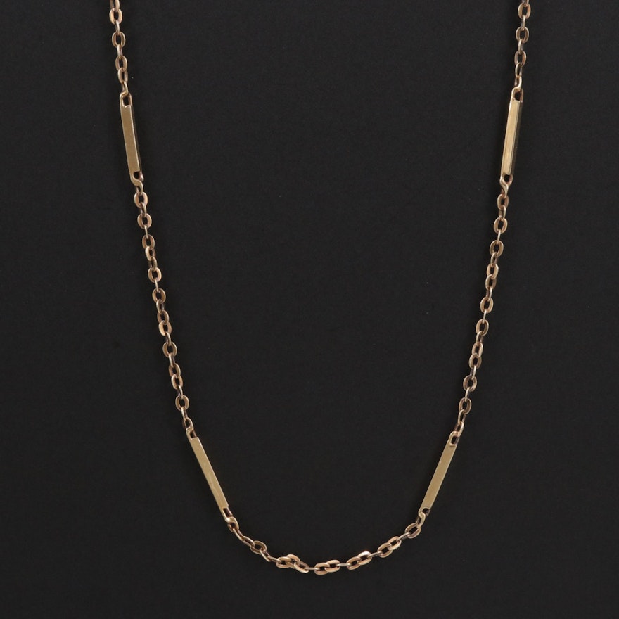 14K Bar Station Chain Necklace