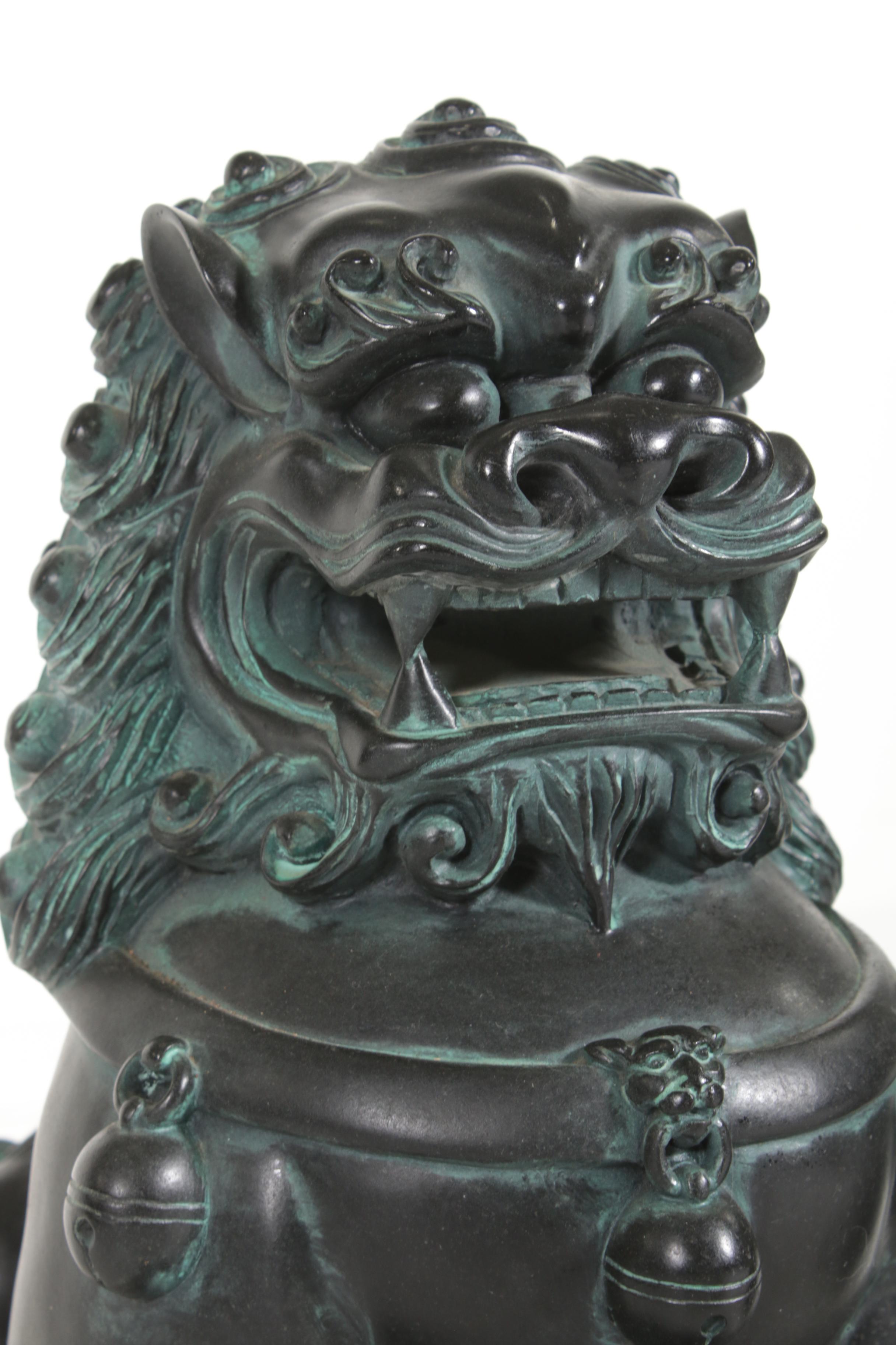 Pair of Chinese Carved Stone Guardian Lions