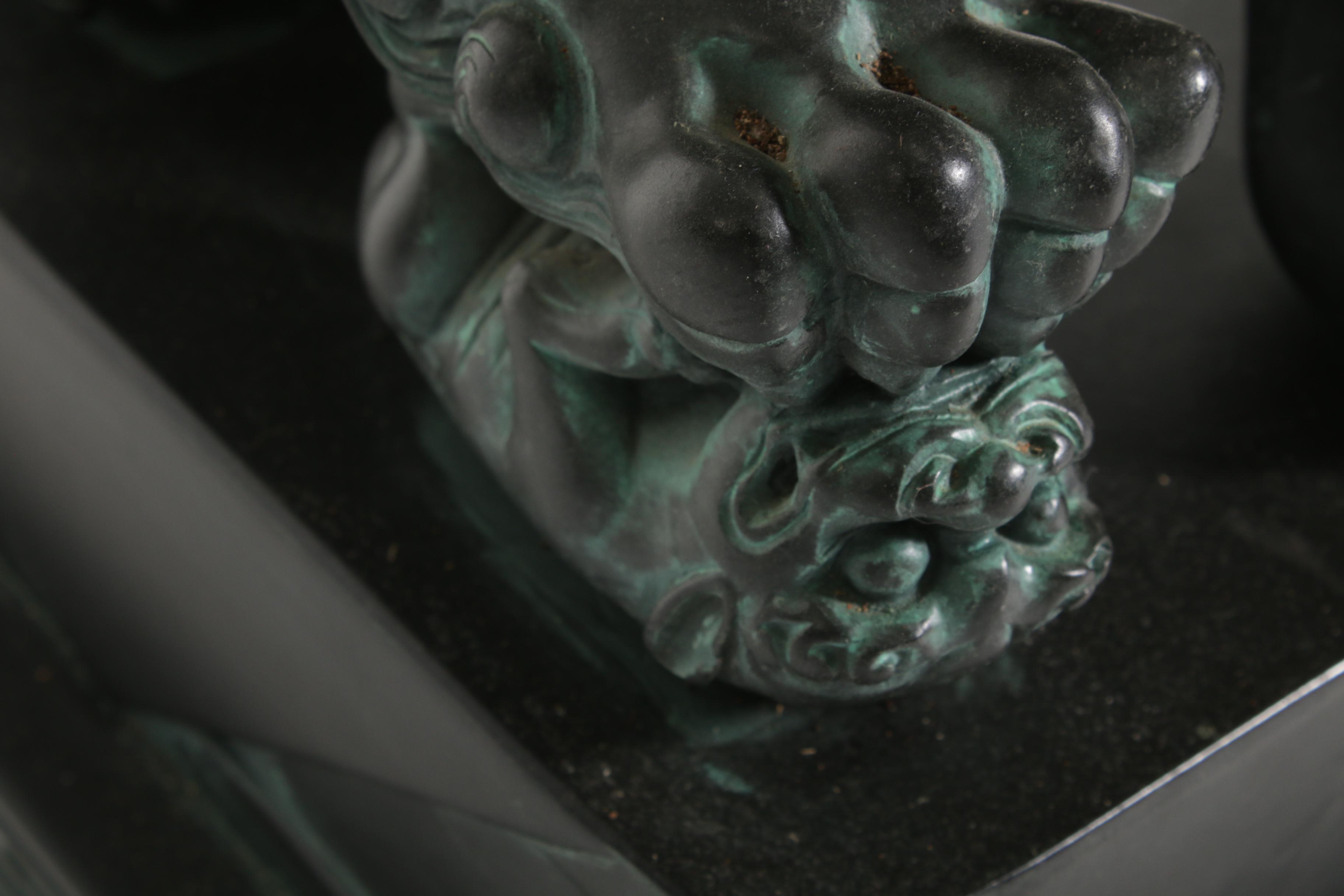 Pair of Chinese Carved Stone Guardian Lions