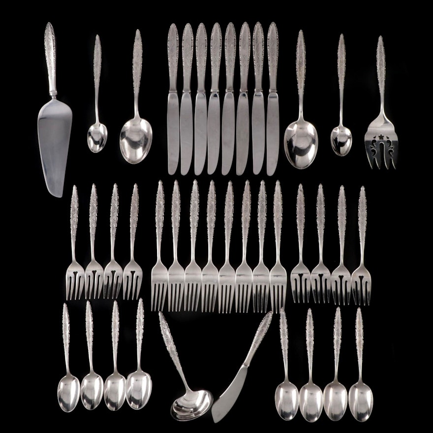 Lunt "Floral Lace" Sterling Silver Flatware, Mid to Late 20th Century