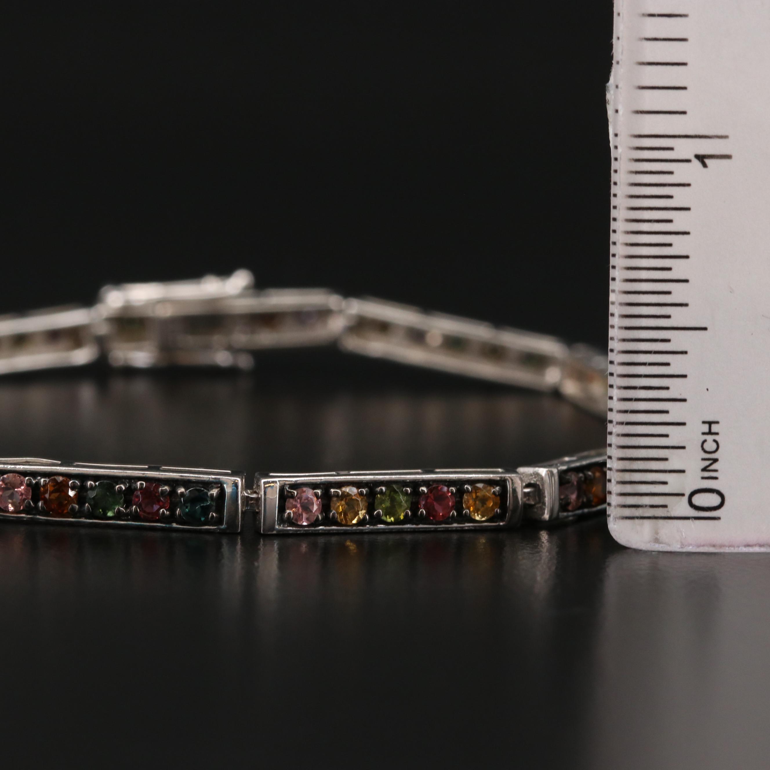 Sterling Silver Tourmaline Link Bracelet