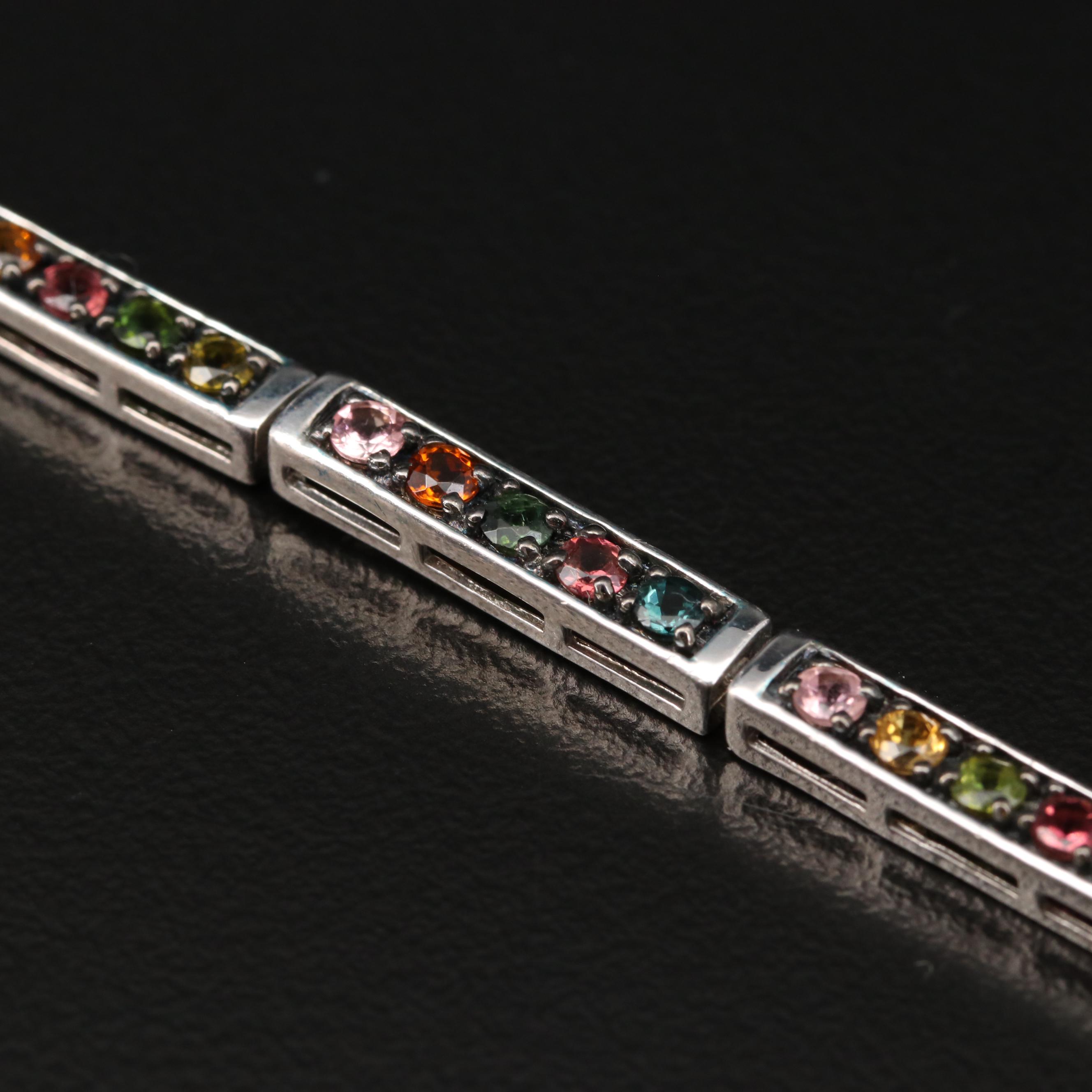 Sterling Silver Tourmaline Link Bracelet