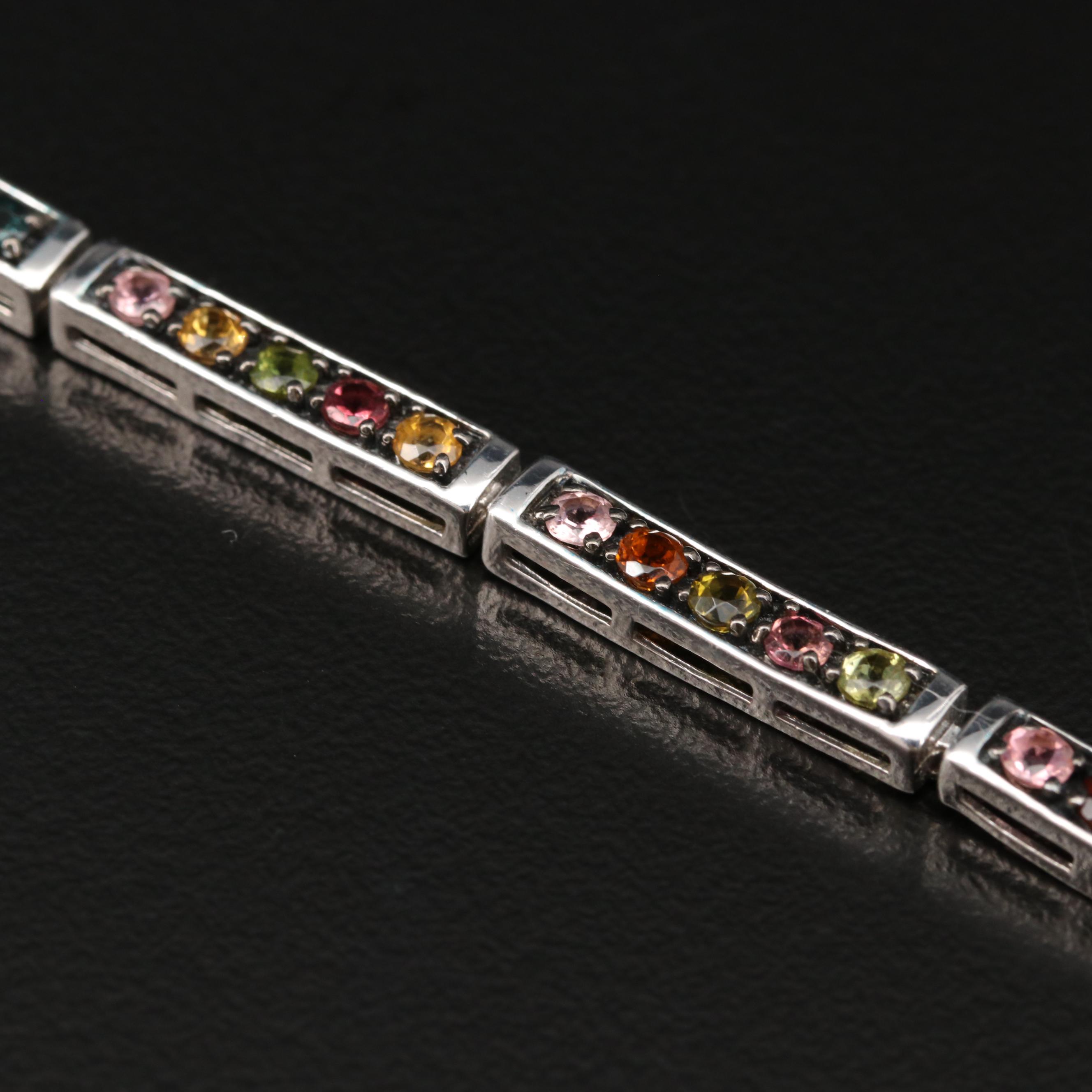 Sterling Silver Tourmaline Link Bracelet