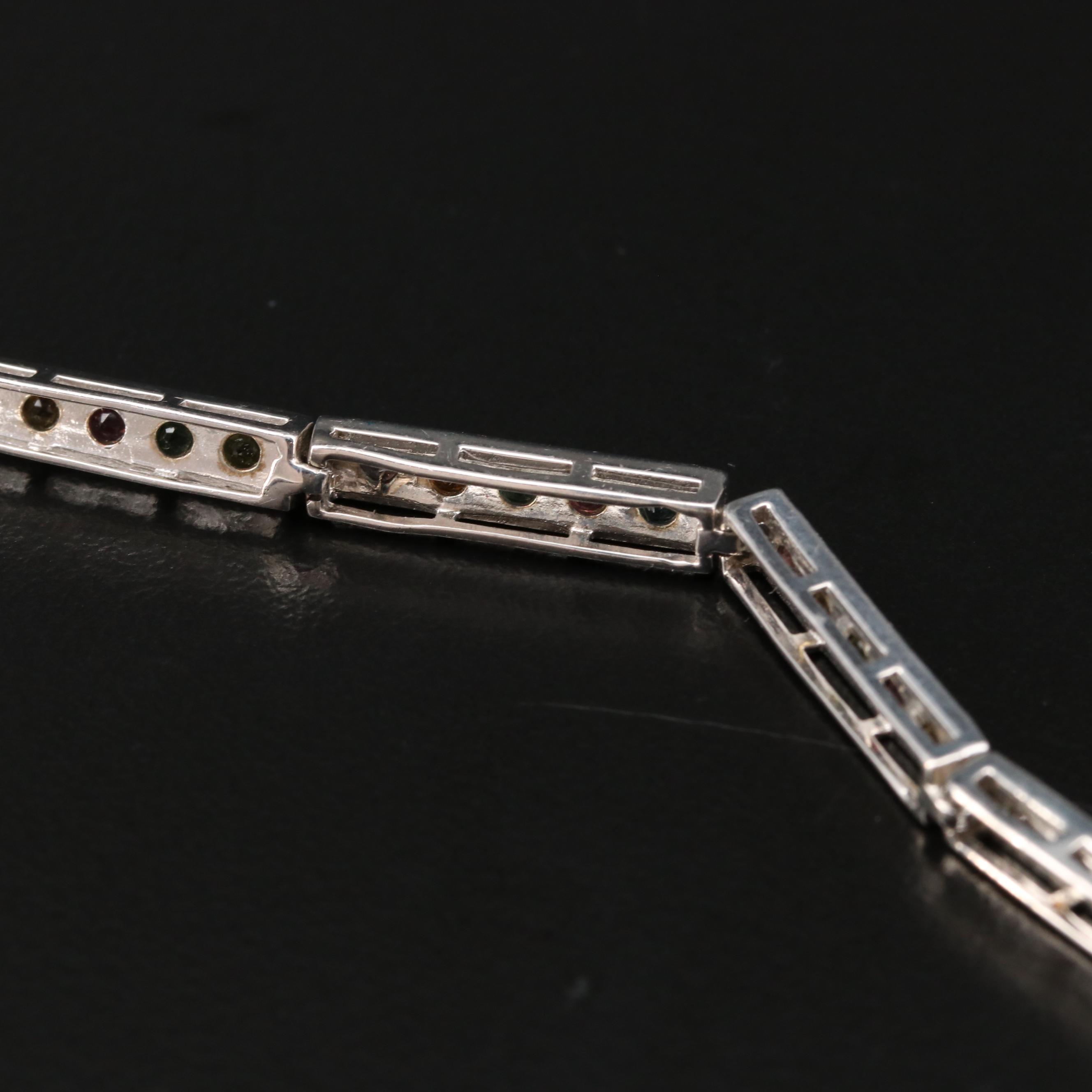 Sterling Silver Tourmaline Link Bracelet