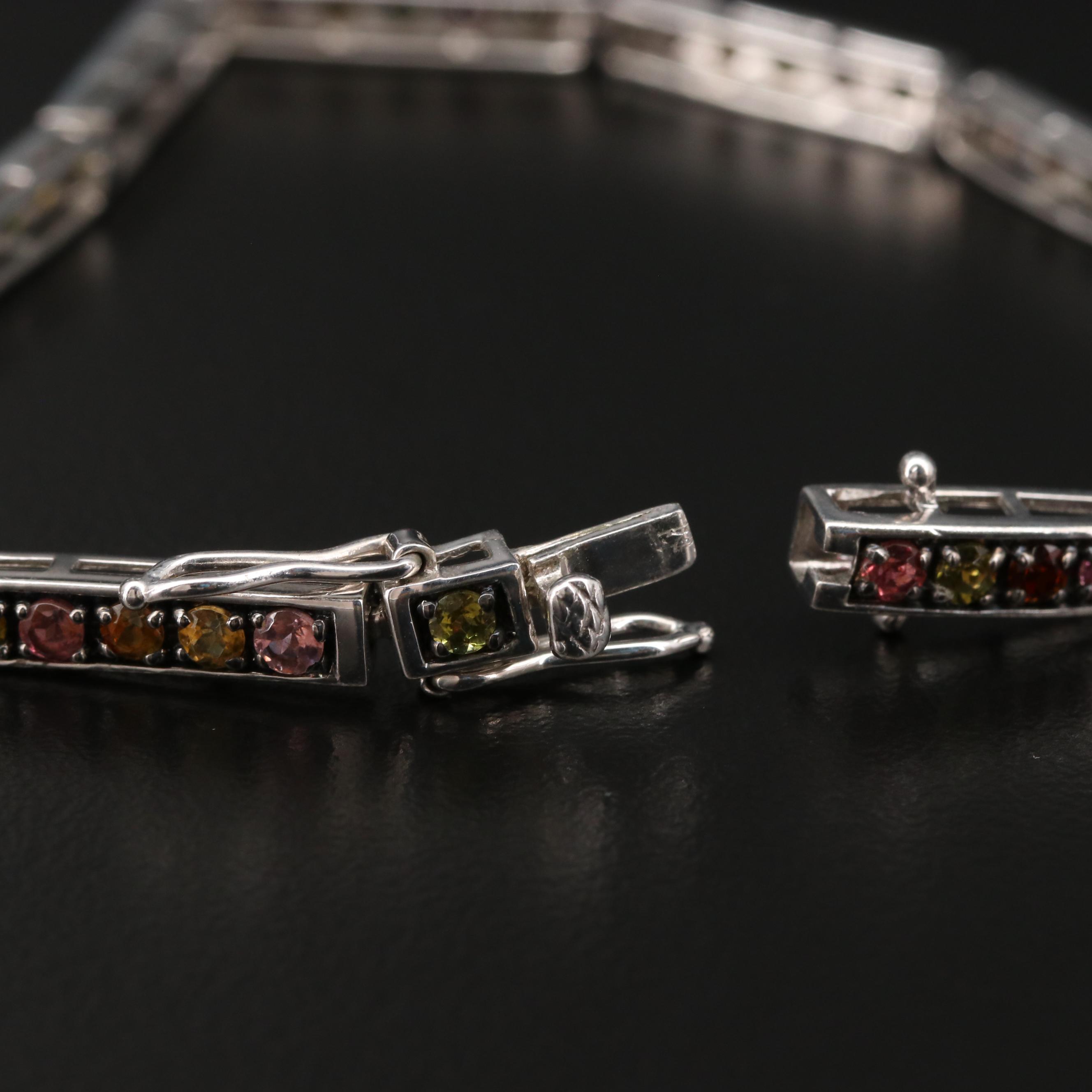 Sterling Silver Tourmaline Link Bracelet