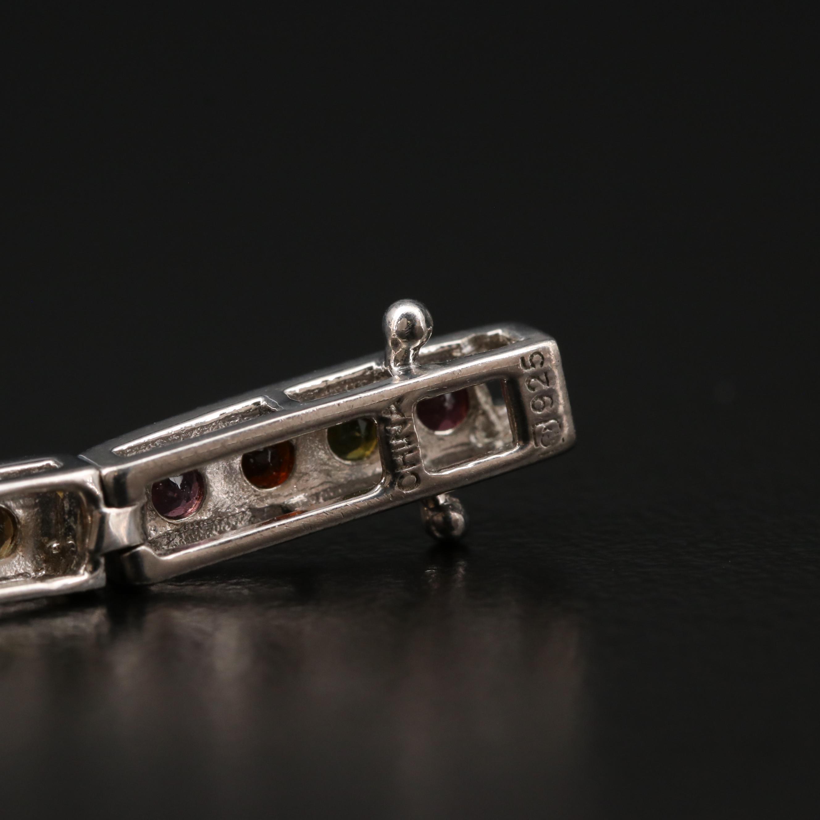 Sterling Silver Tourmaline Link Bracelet