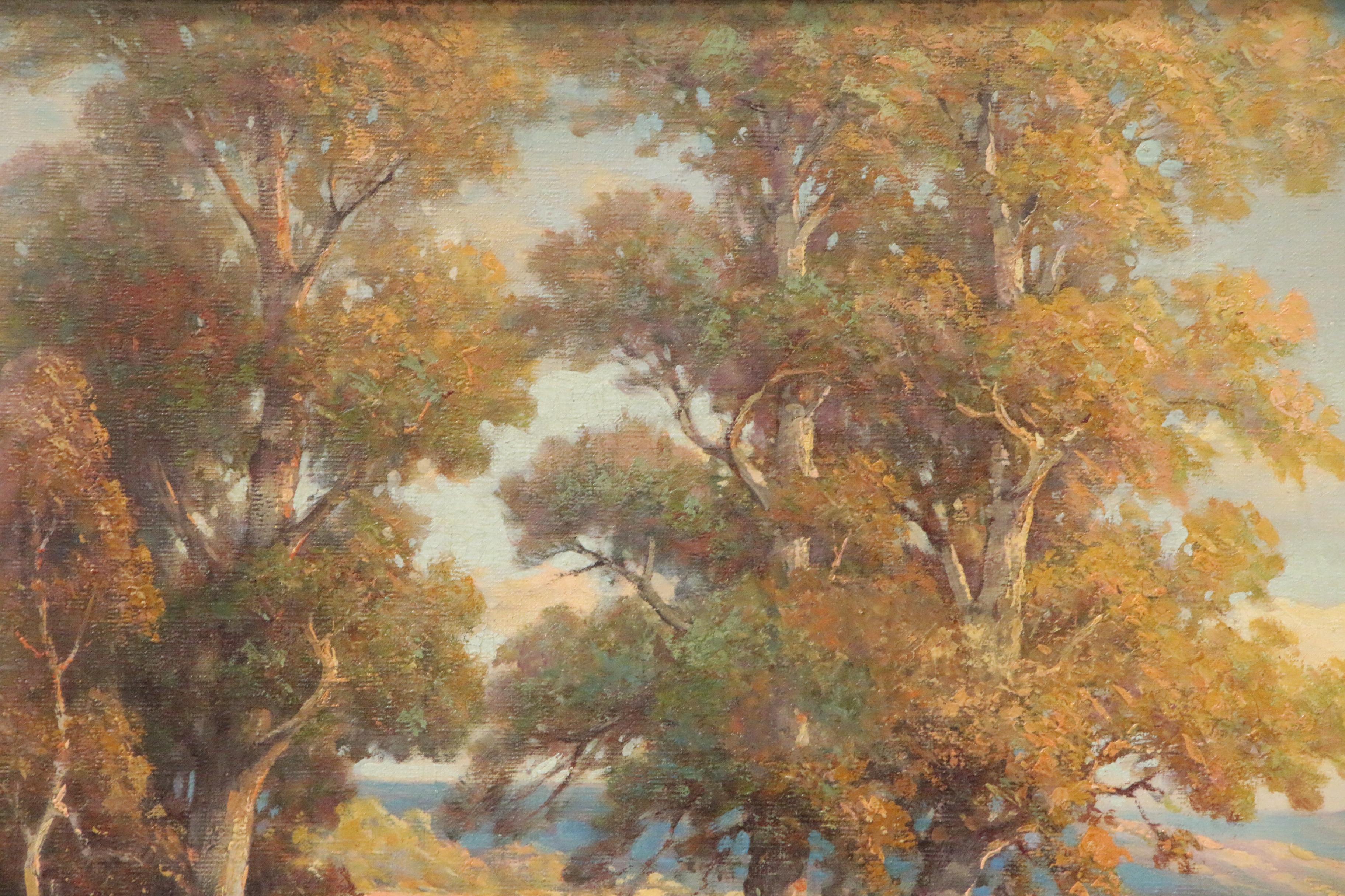 Oil Painting Attributed to Bruce Crane "Forest Lake, Spring Valley"