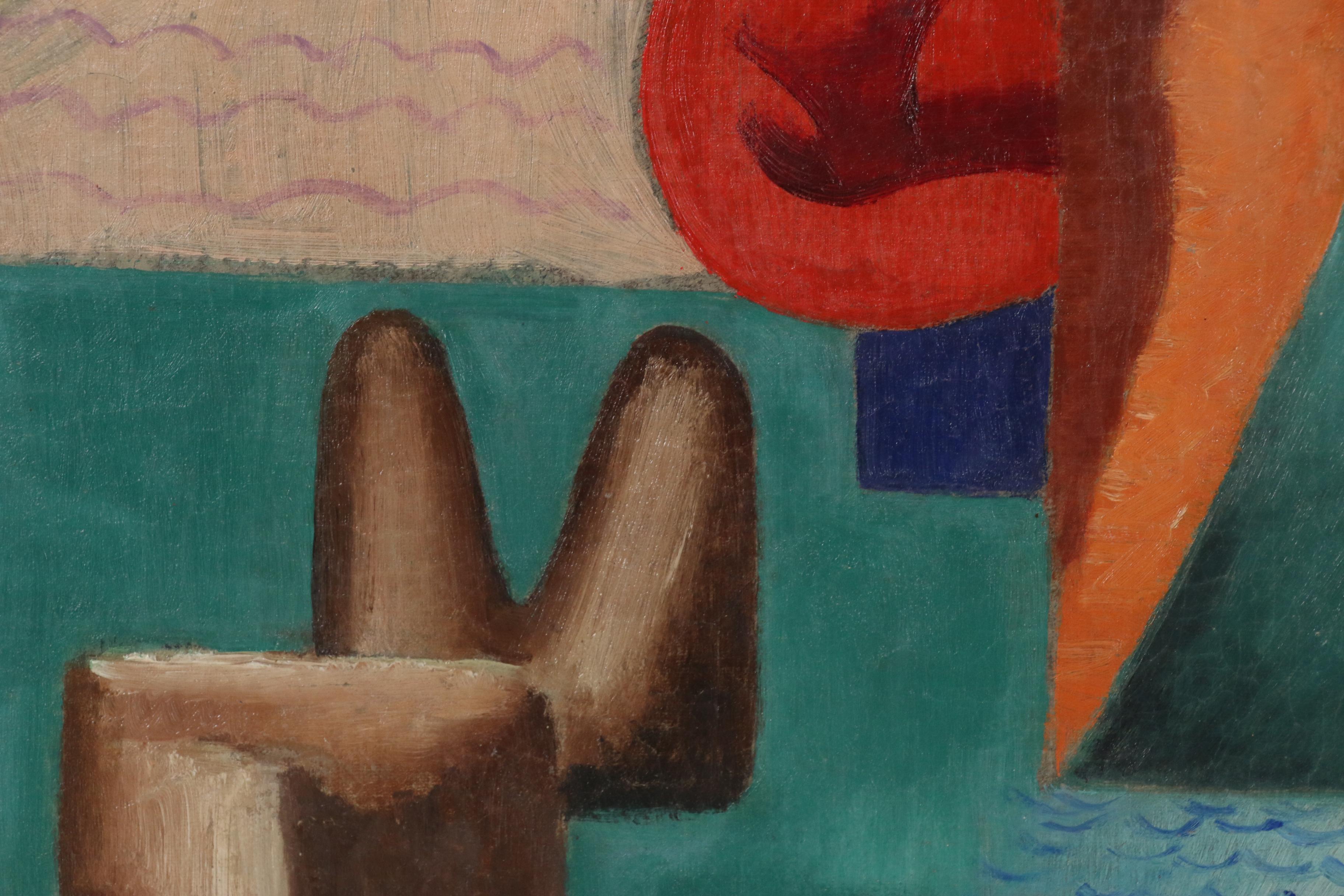 Theodore Gilbert Haupt Abstract Oil Painting, 1935