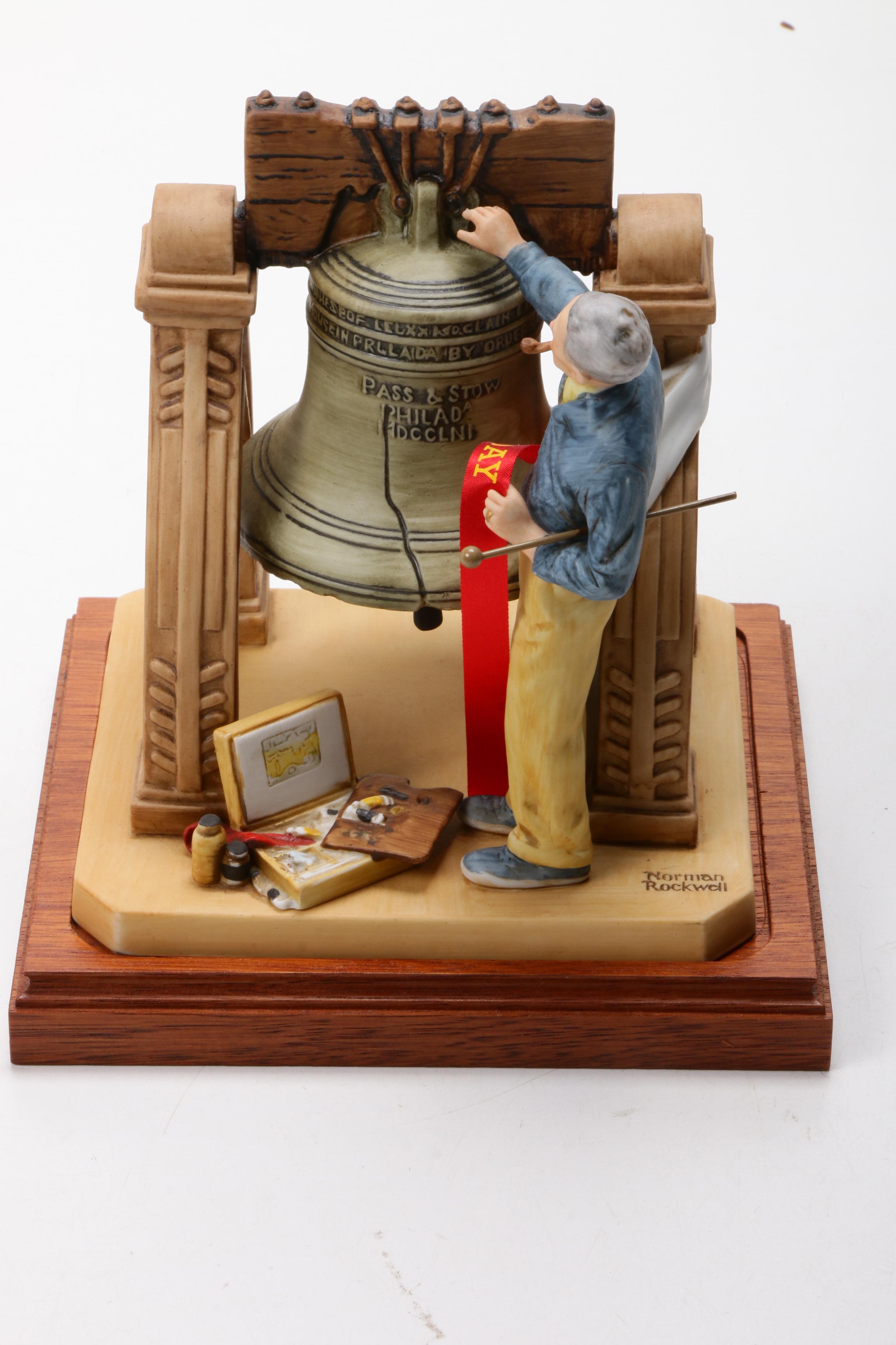 Norman Rockwell "Celebration" Patriotic Liberty Bell Figurine with Base