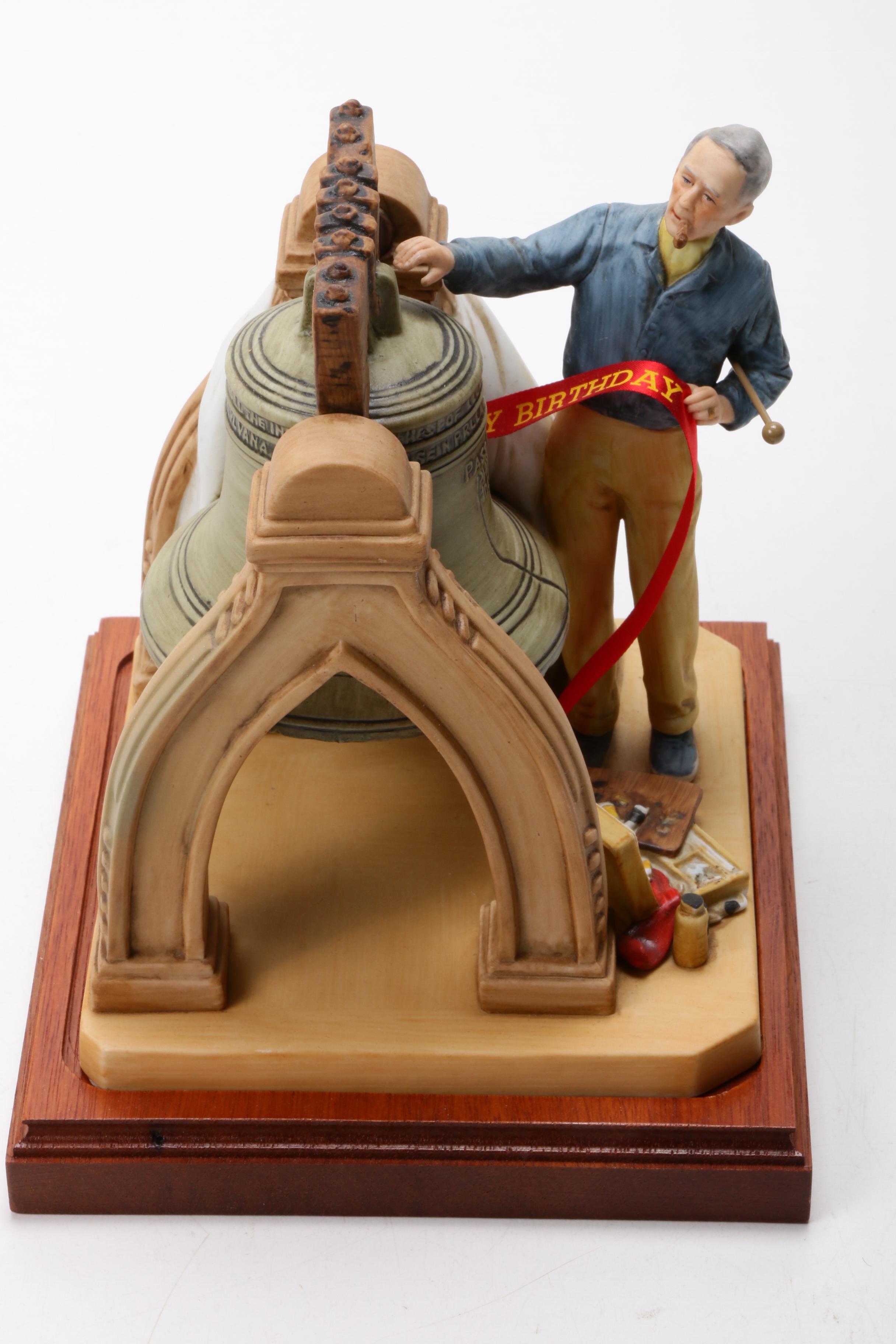 Norman Rockwell "Celebration" Patriotic Liberty Bell Figurine with Base